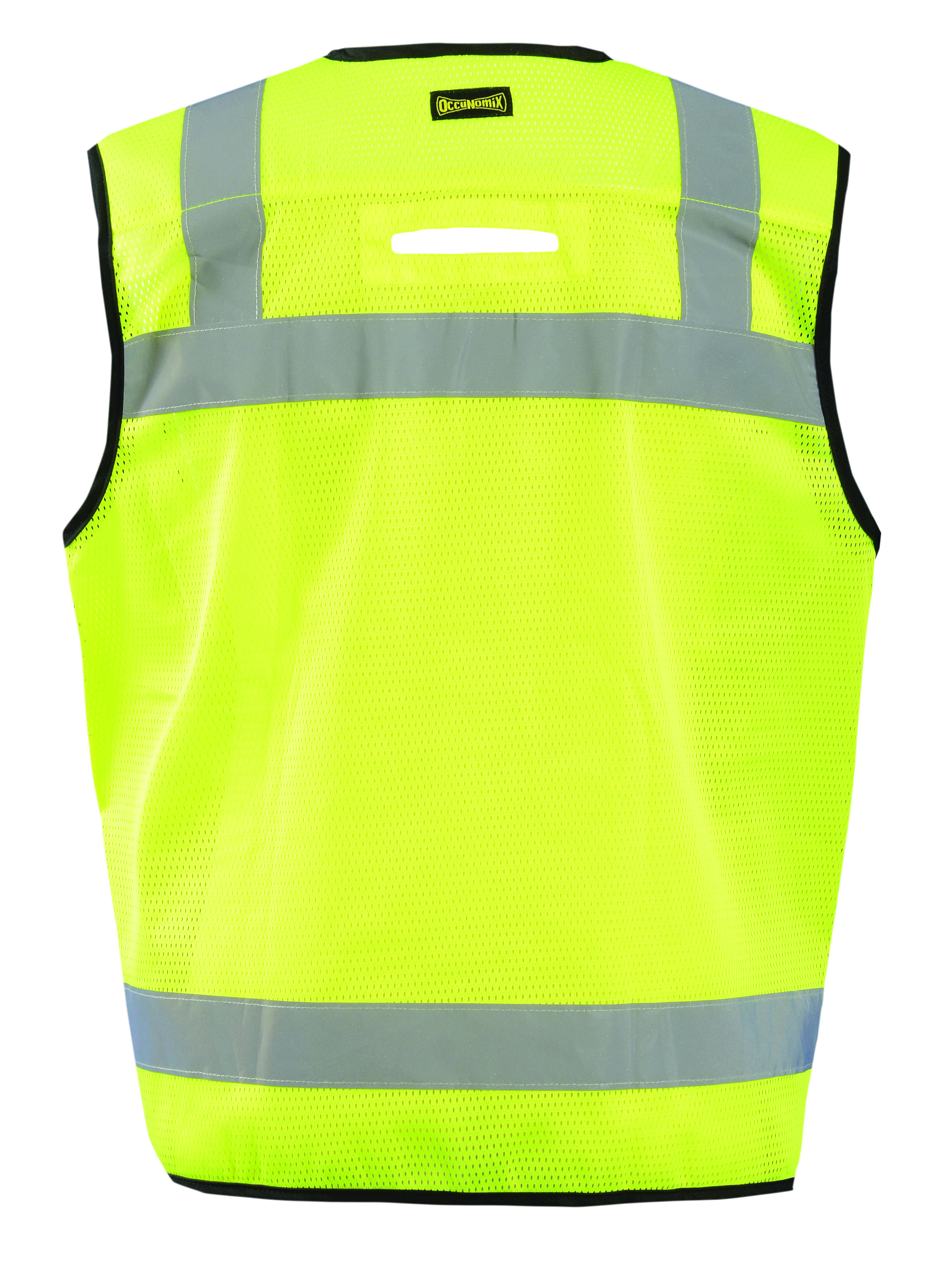 Picture of Occunomix LUX-HDSBK SOLID/MESH HEAVY DUTY BLACK BOTTOM SURVEYOR VEST w/ZIPPER