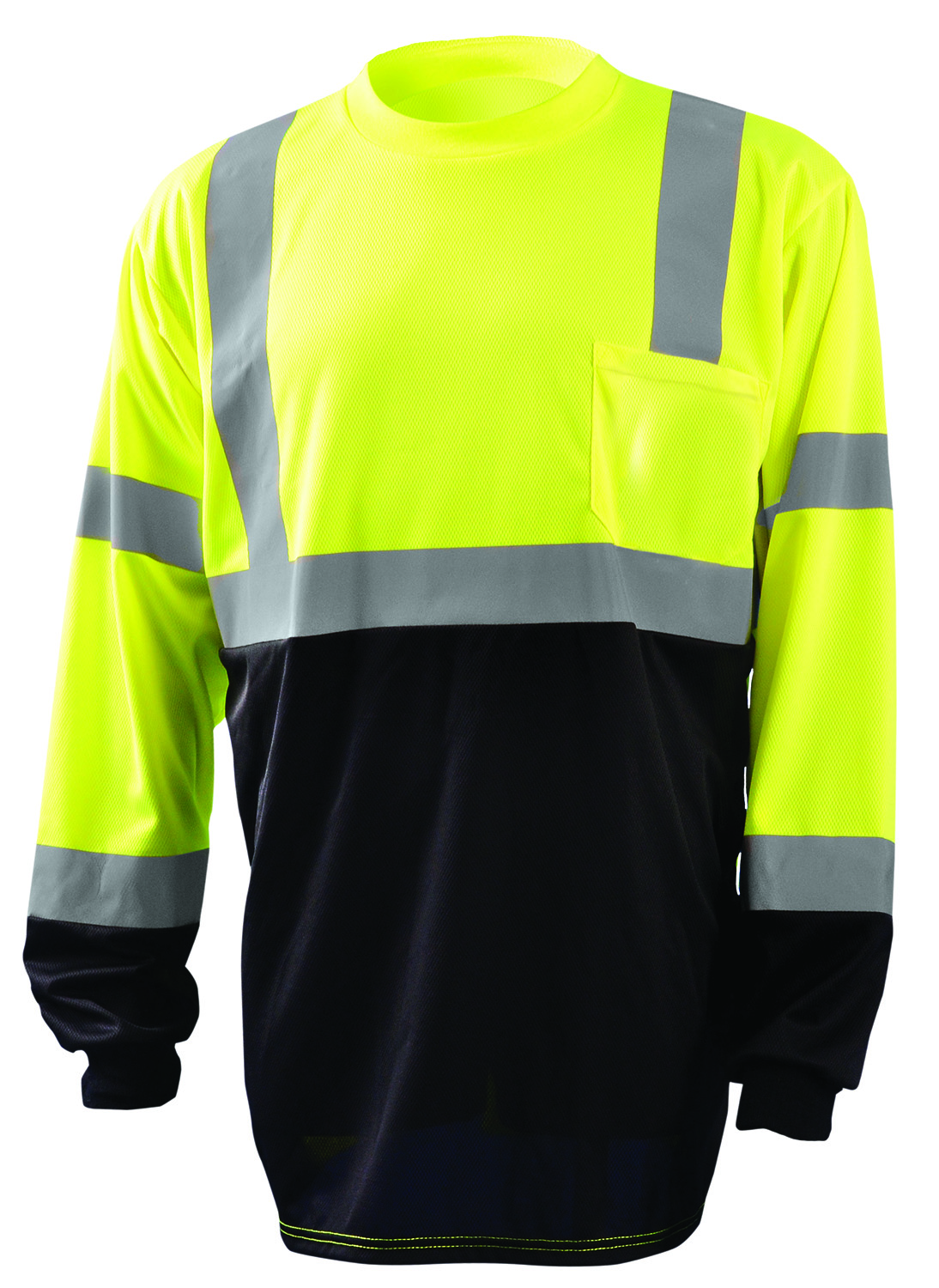 Picture of Occunomix LUX-LSETPBK LONG SLEEVE BLACK BOTTOM WICKING BIRDSEYE T-SHIRT w/POCKET