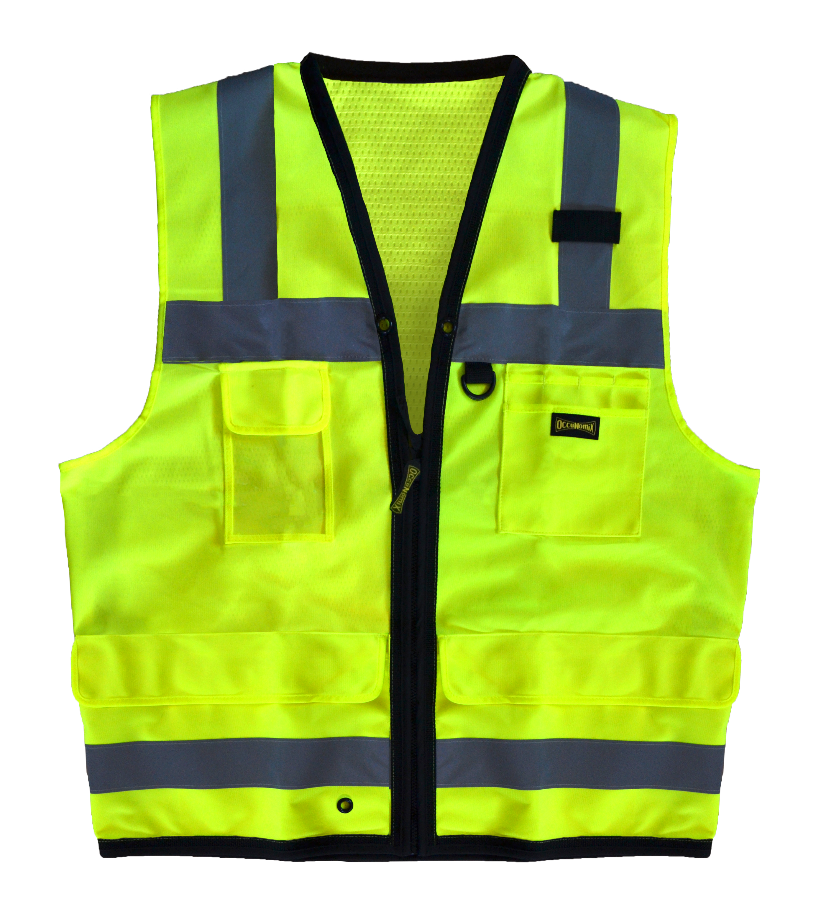 Picture of Occunomix LUX-SSFS SOLID DUAL STRIPE SURVEYOR VEST w/ZIPPER