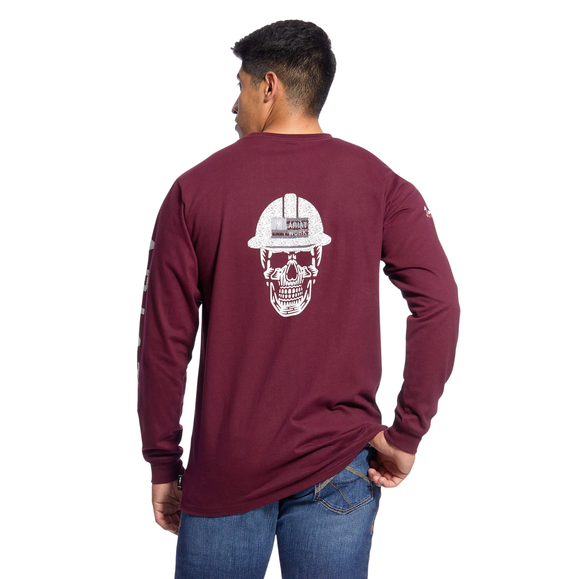 Picture of Ariat 10026435 FR ROUGHNECK SKULL LOGO LS T-SHRT