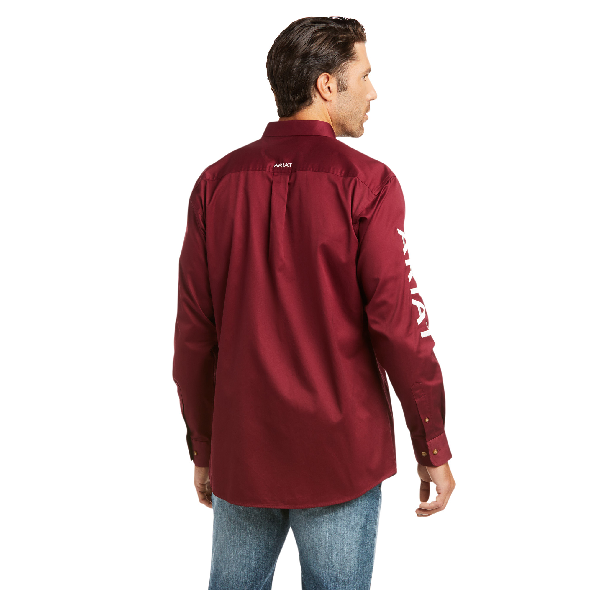 Picture of Ariat 10034233 TEAM LOGO TWILL  FTD LS SHRT