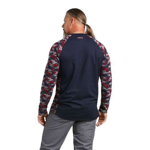 Picture of Ariat 10039164 FR STRETCH CAMO BASEBALL LS T-SHRT