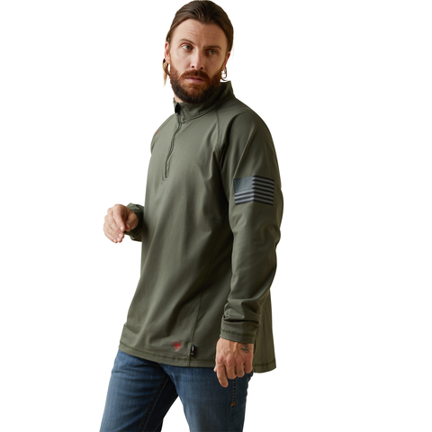 Picture of Ariat 10043566 FR COMBAT STRETCH PATRIOT 1/4 ZIP LS WRK SHRT