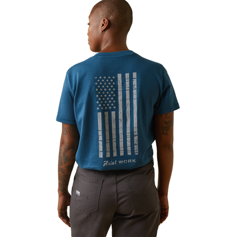 Picture of Ariat 10043846 REBAR COTTONSTRONG AMERICAN FLAG GRAPHC SS T-SHRT