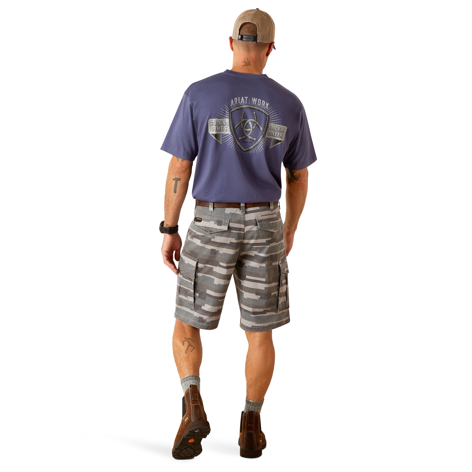 Picture of Ariat 10048222 REBAR DURASTR MADE TOUGH CARGO SHORT