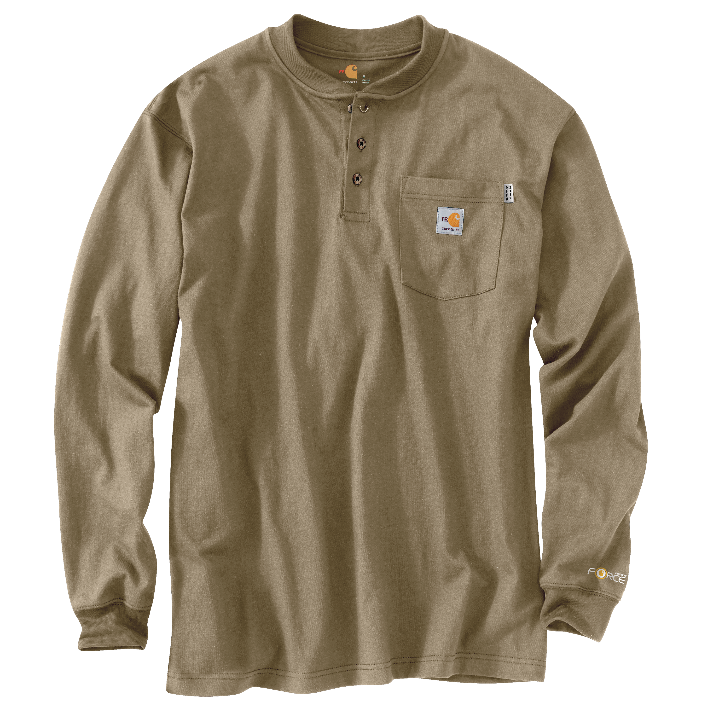 Picture of Carhartt 100237 Mens Flame Resistant Force Loose Fit Midweight Long-Sleeve Pocket Henley T-Shirt