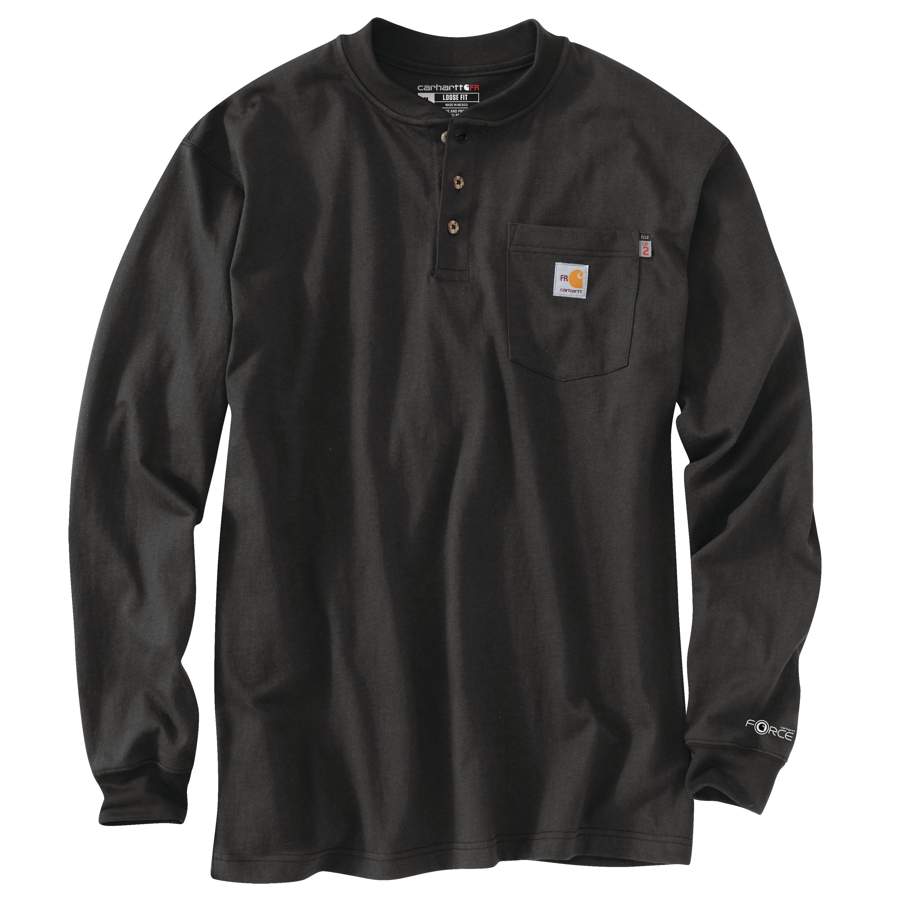 Picture of Carhartt 100237 Mens Flame Resistant Force Loose Fit Midweight Long-Sleeve Pocket Henley T-Shirt