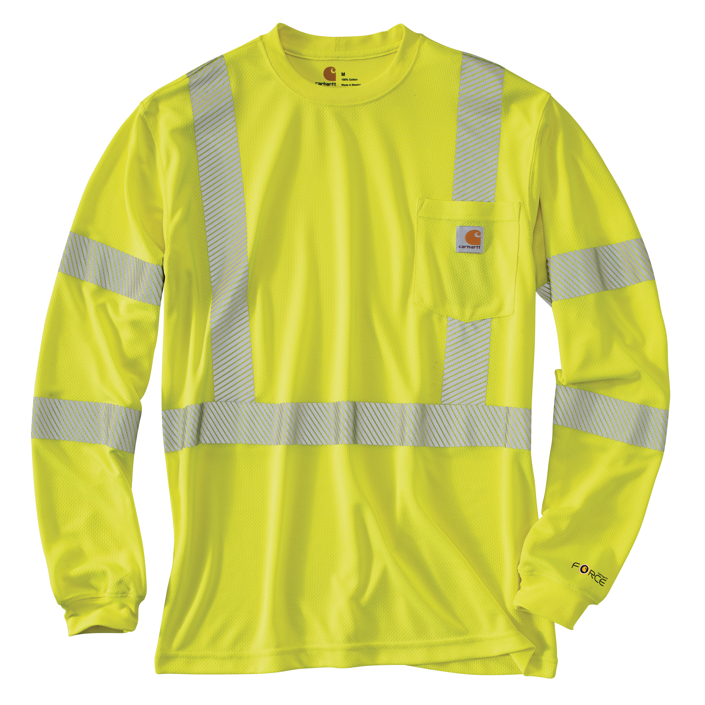 Picture of Carhartt 100496 Mens High-Visibility Force Relaxed Fit Lightweight Long-Sleeve Class 3 Pocket T-Shirt