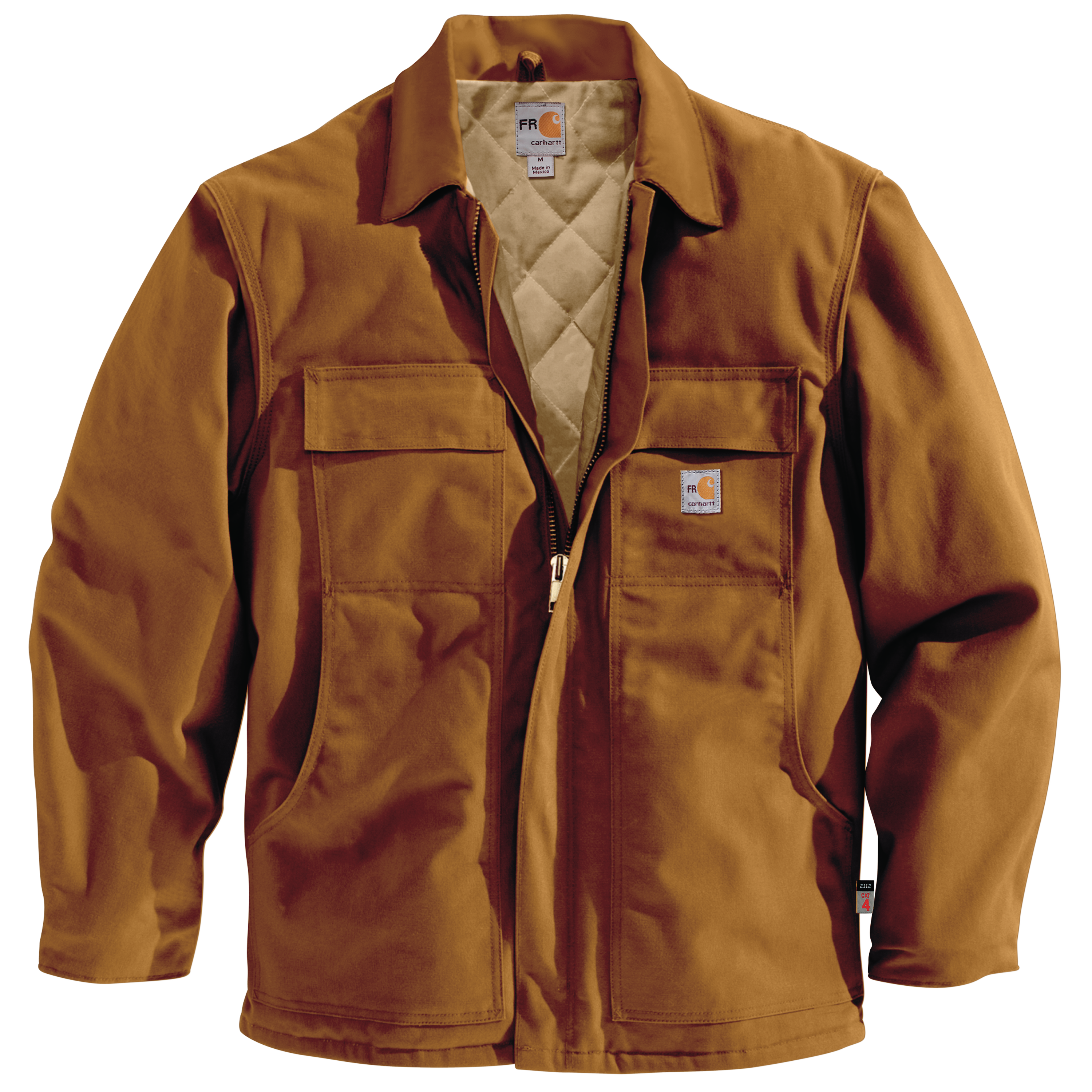 Picture of Carhartt 101618 Mens Flame Resistant Loose Fit Firm Duck Insulated Traditional Coat