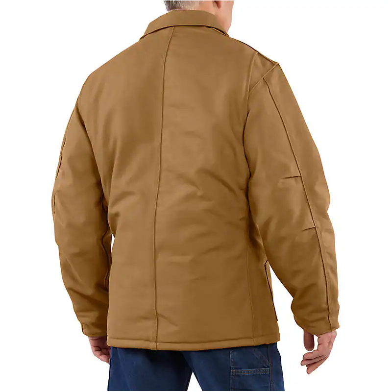 Picture of Carhartt 101618 Mens Flame Resistant Loose Fit Firm Duck Insulated Traditional Coat