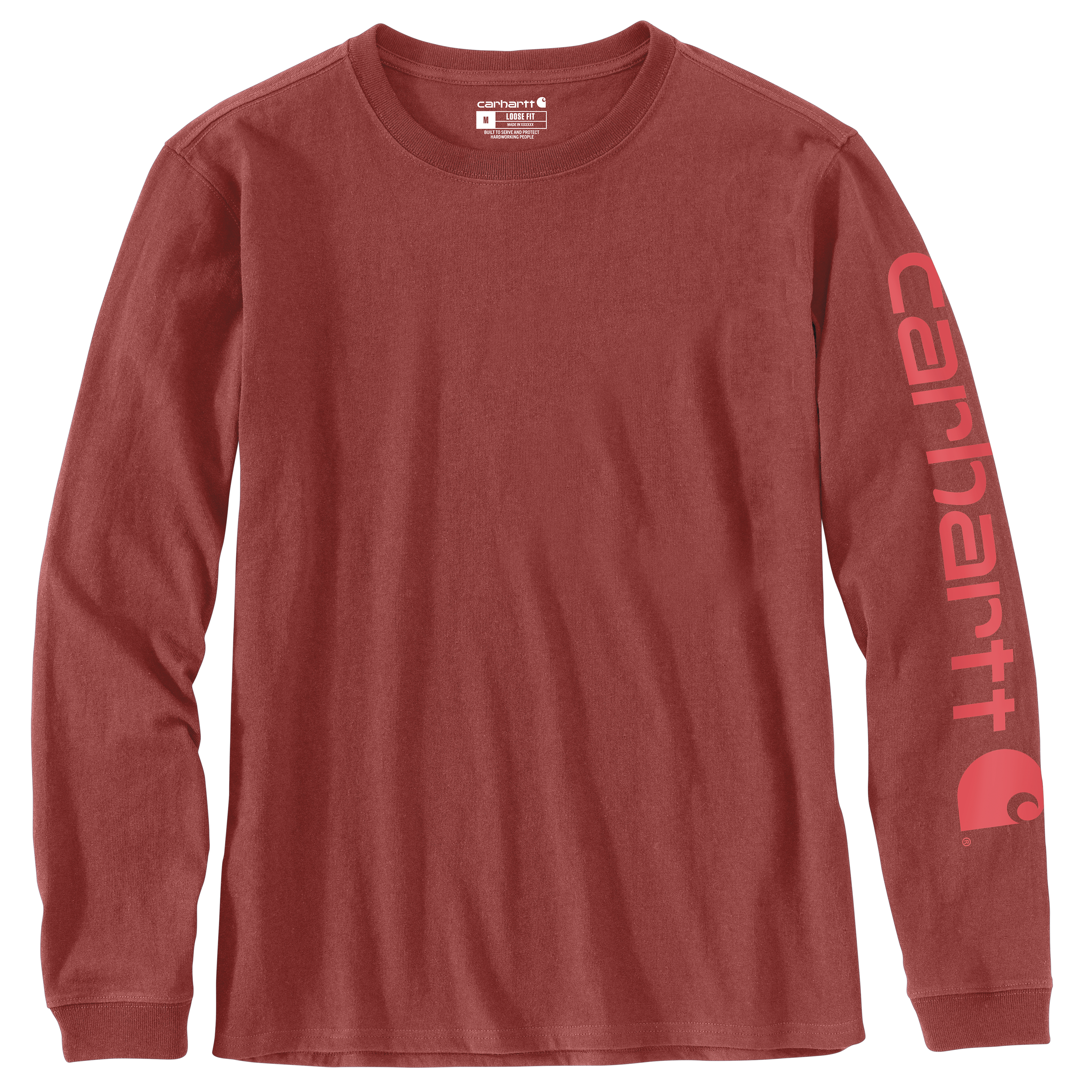 Picture of Carhartt 103401 Womens Loose Fit Heavyweight Long-Sleeve Logo Sleeve Graphic T-Shirt