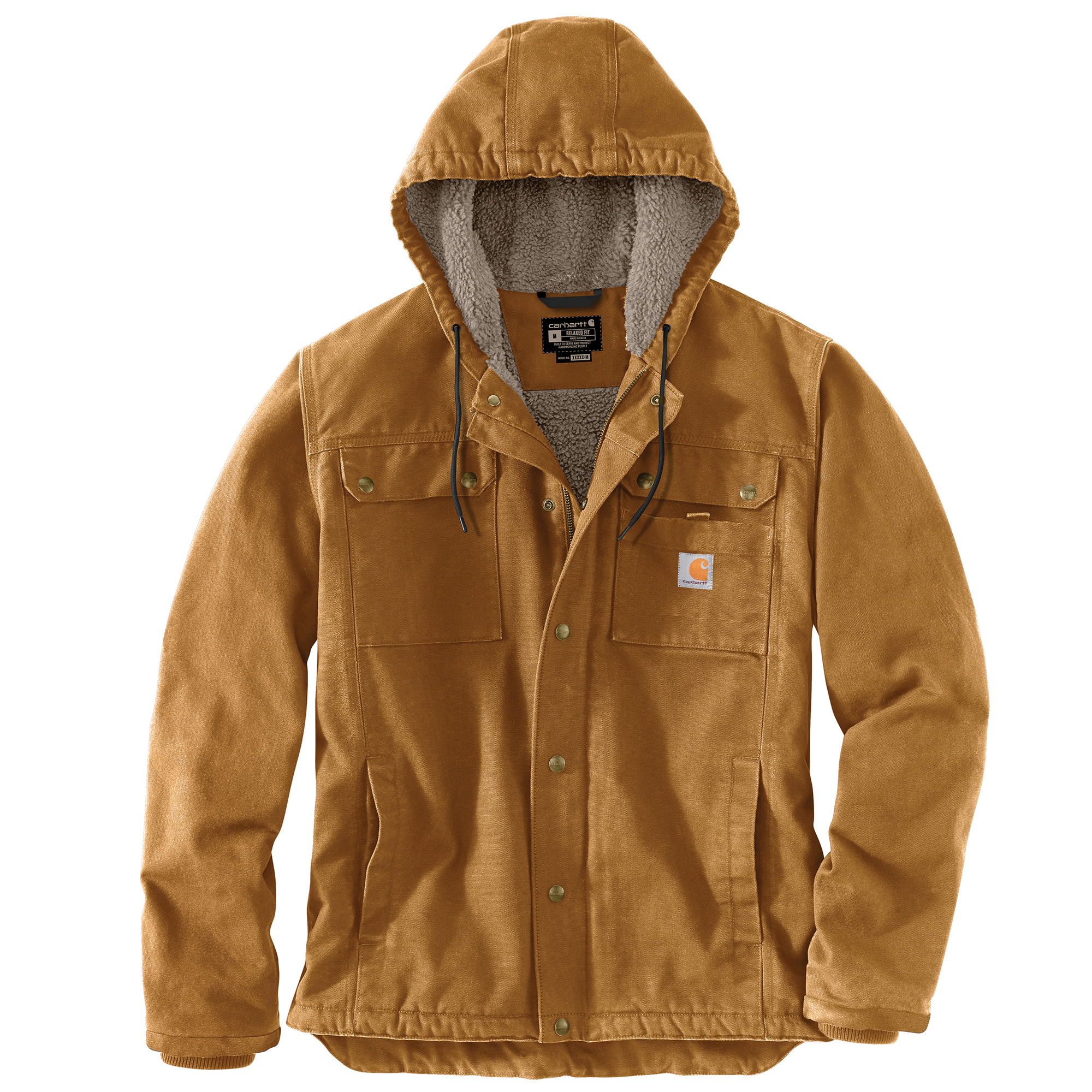 Picture of Carhartt 103826 Mens Relaxed Fit Washed Duck Sherpa-Lined Utility Jacket