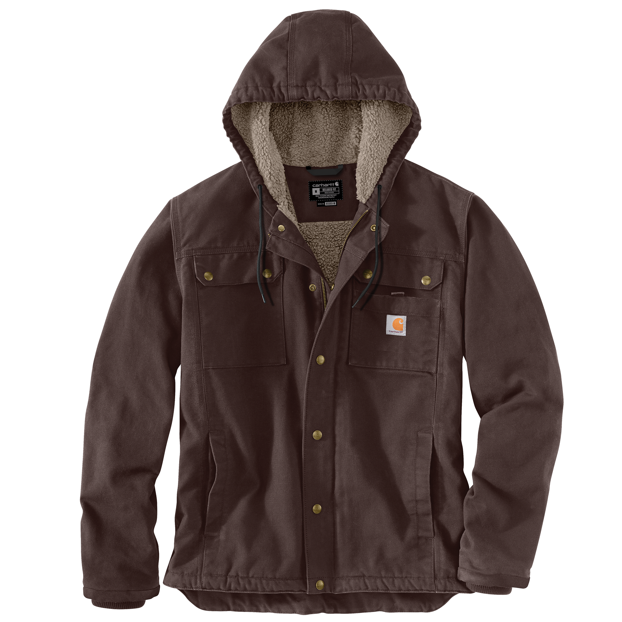 Picture of Carhartt 103826 Mens Relaxed Fit Washed Duck Sherpa-Lined Utility Jacket