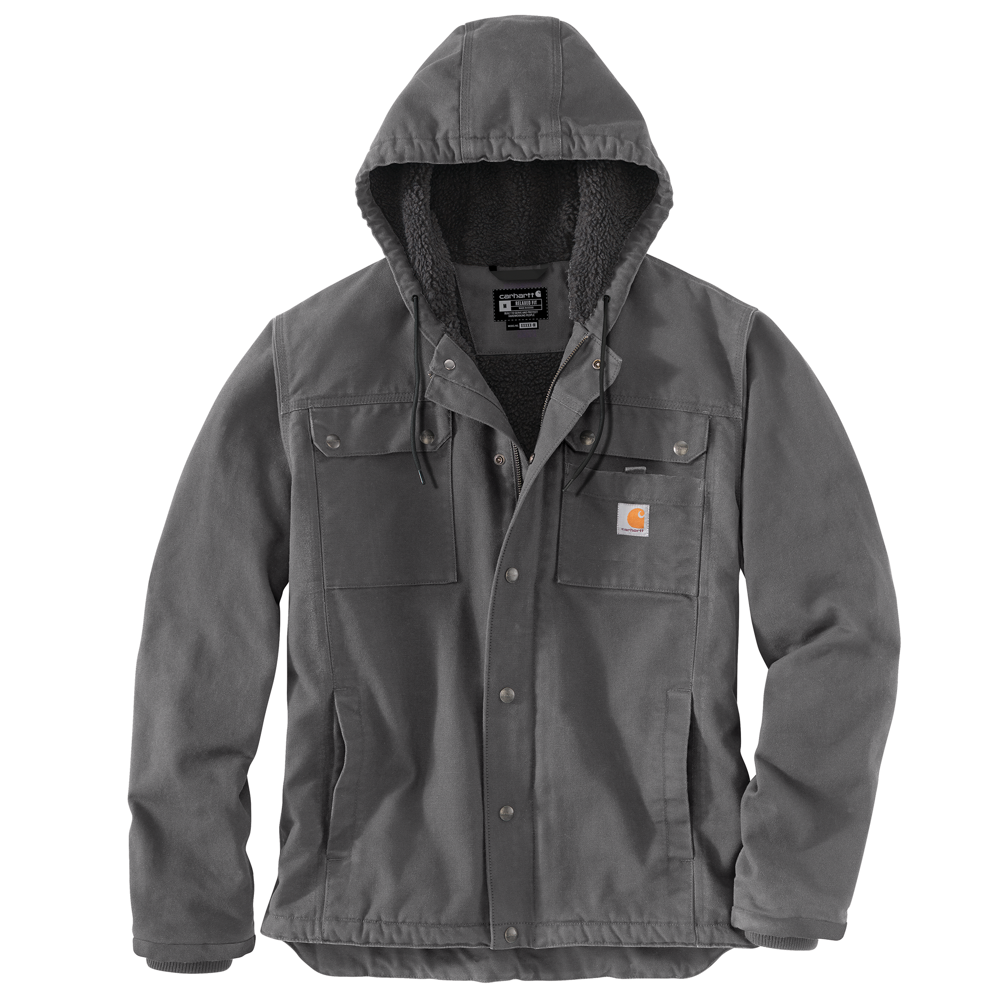 Picture of Carhartt 103826 Mens Relaxed Fit Washed Duck Sherpa-Lined Utility Jacket