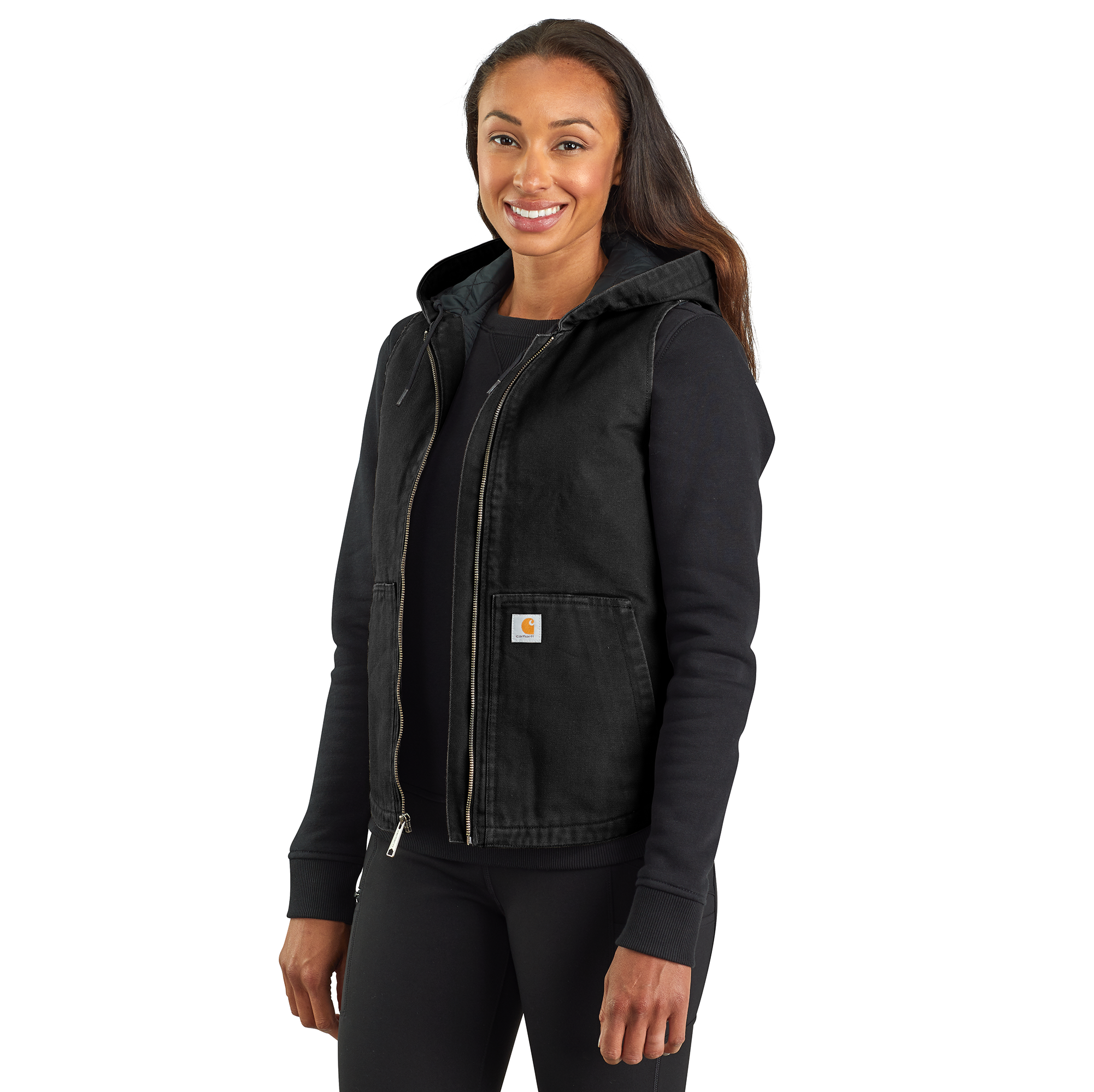 Picture of Carhartt 104026 Womens Relaxed Fit Washed Duck Insulated Hooded Vest