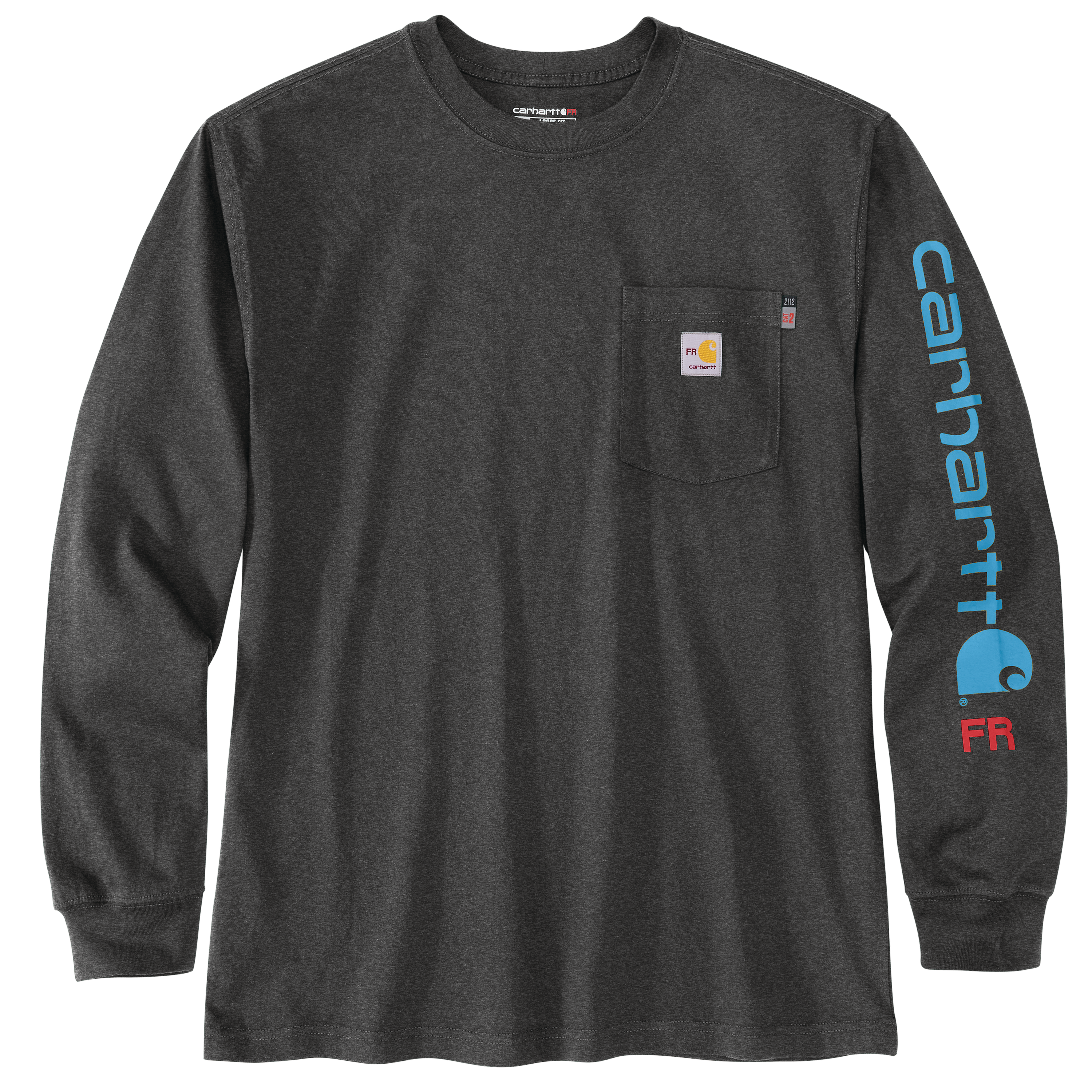 Picture of Carhartt 104130 Mens Flame Resistant Force Loose Fit Lightweight Long-Sleeve Logo Graphic T-Shirt