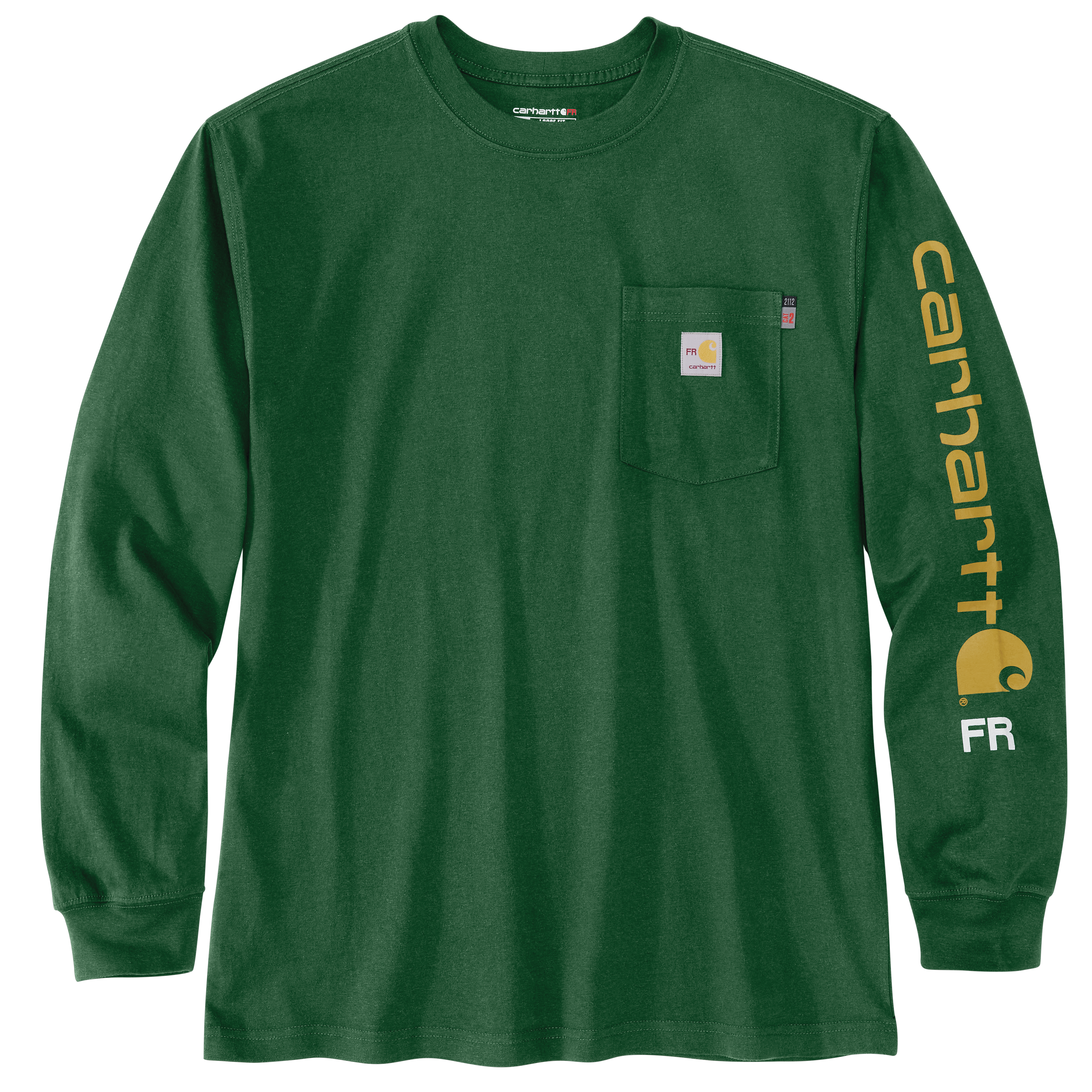 Picture of Carhartt 104130 Mens Flame Resistant Force Loose Fit Lightweight Long-Sleeve Logo Graphic T-Shirt