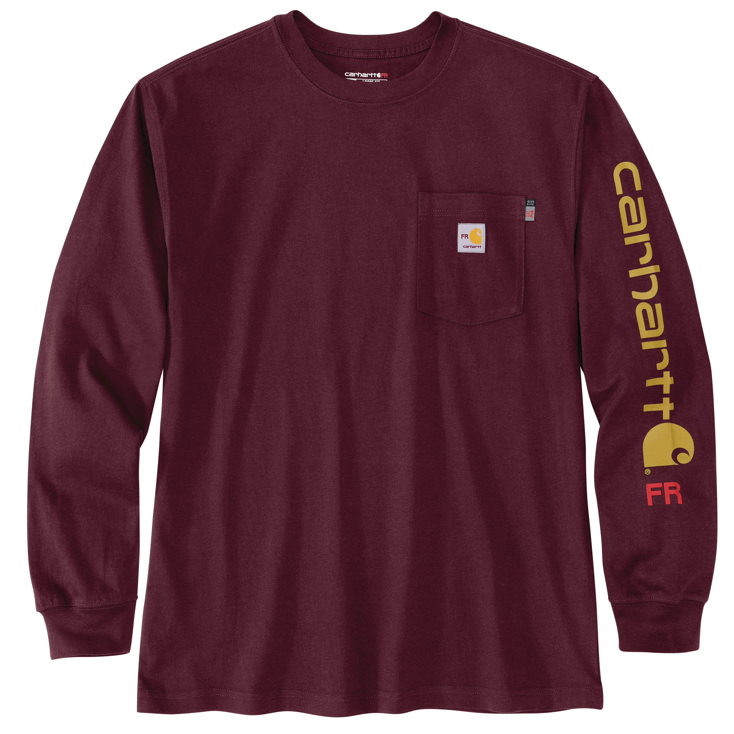Picture of Carhartt 104130 Mens Flame Resistant Force Loose Fit Lightweight Long-Sleeve Logo Graphic T-Shirt
