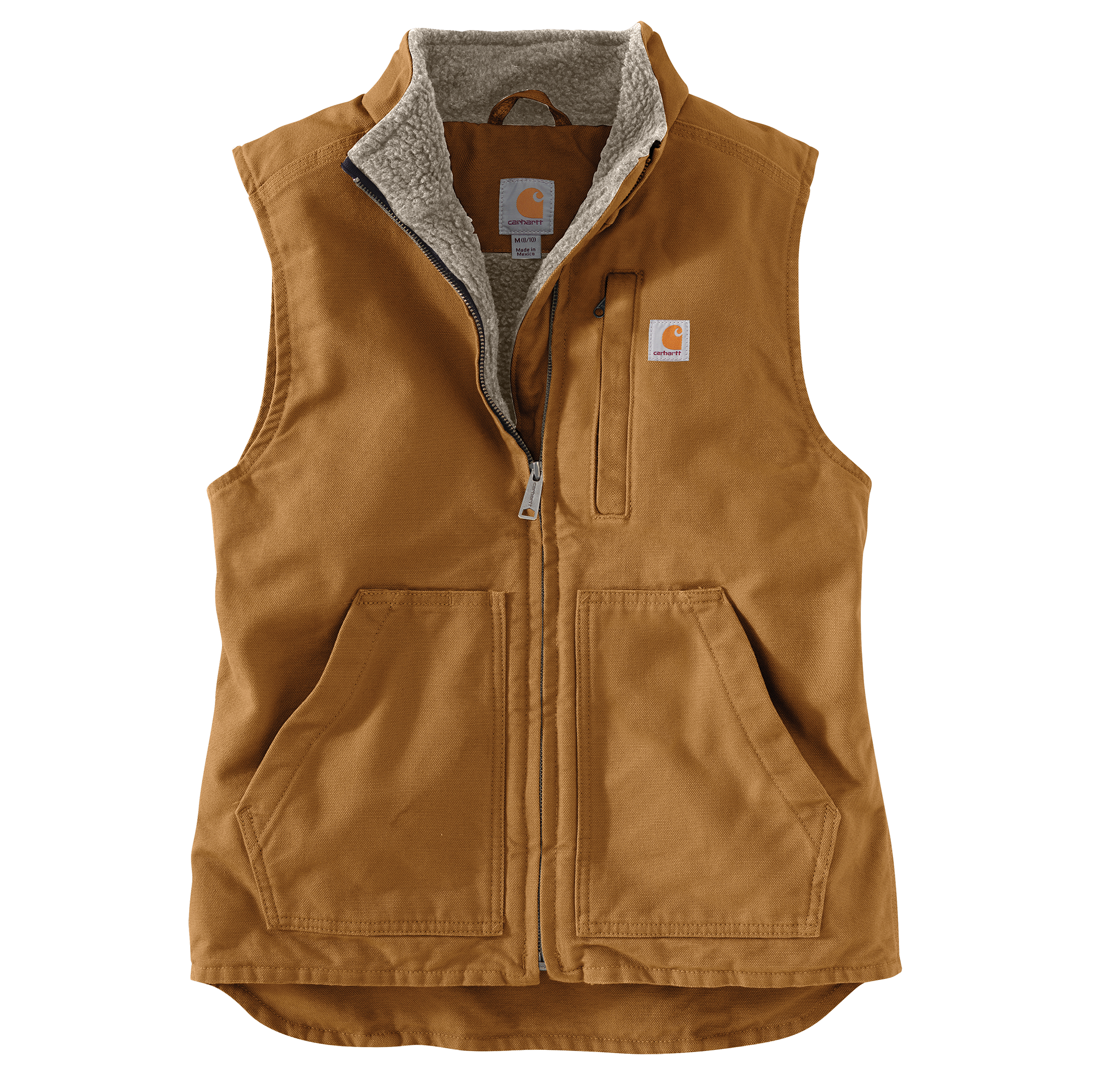 Picture of Carhartt 104224 Womens Relaxed Fit Washed Duck Sherpa-Lined Mock-Neck Vest