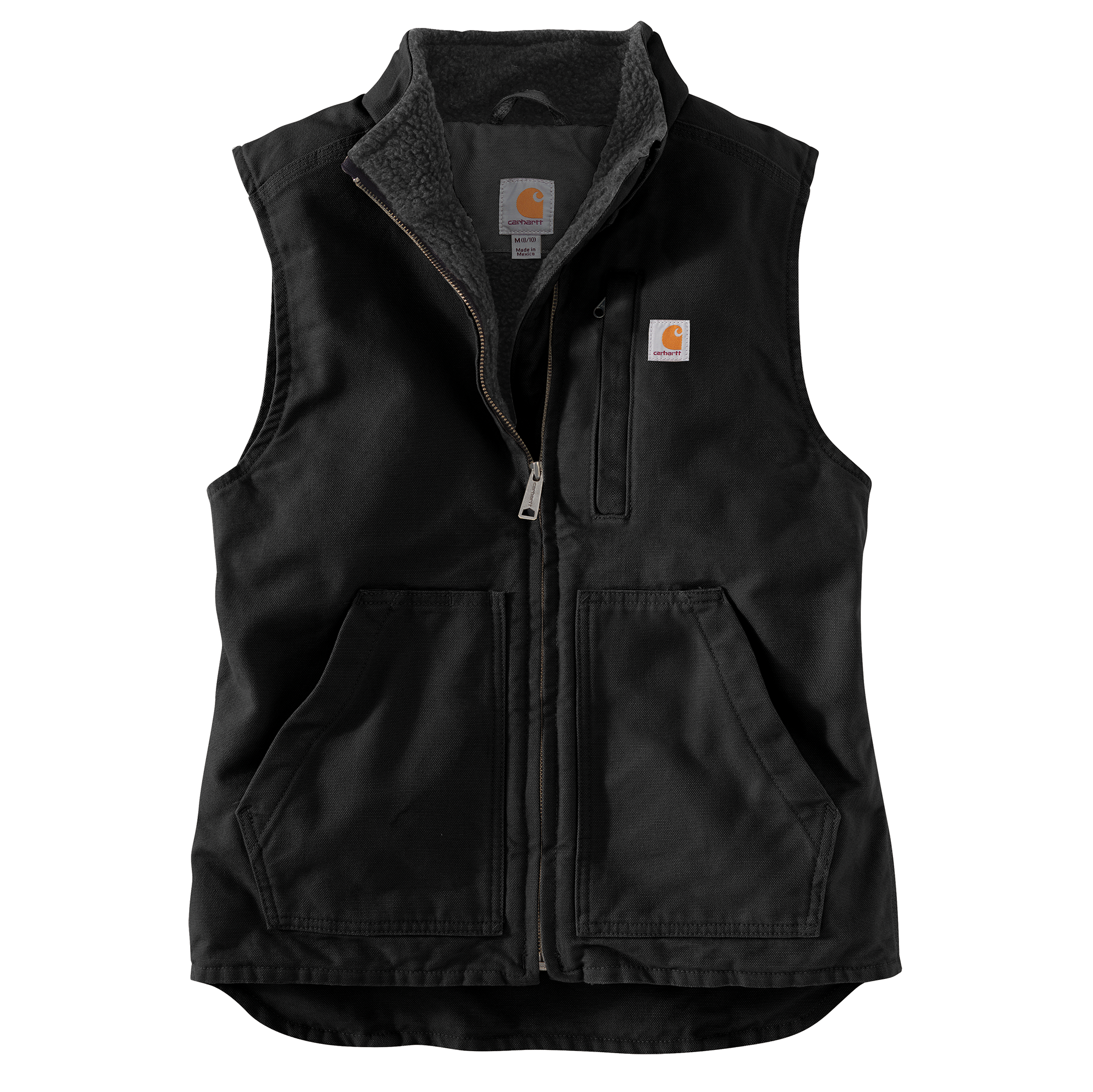 Picture of Carhartt 104224 Womens Relaxed Fit Washed Duck Sherpa-Lined Mock-Neck Vest
