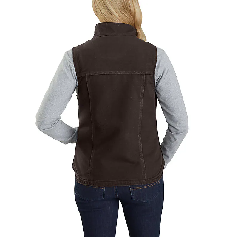 Picture of Carhartt 104224 Womens Relaxed Fit Washed Duck Sherpa-Lined Mock-Neck Vest