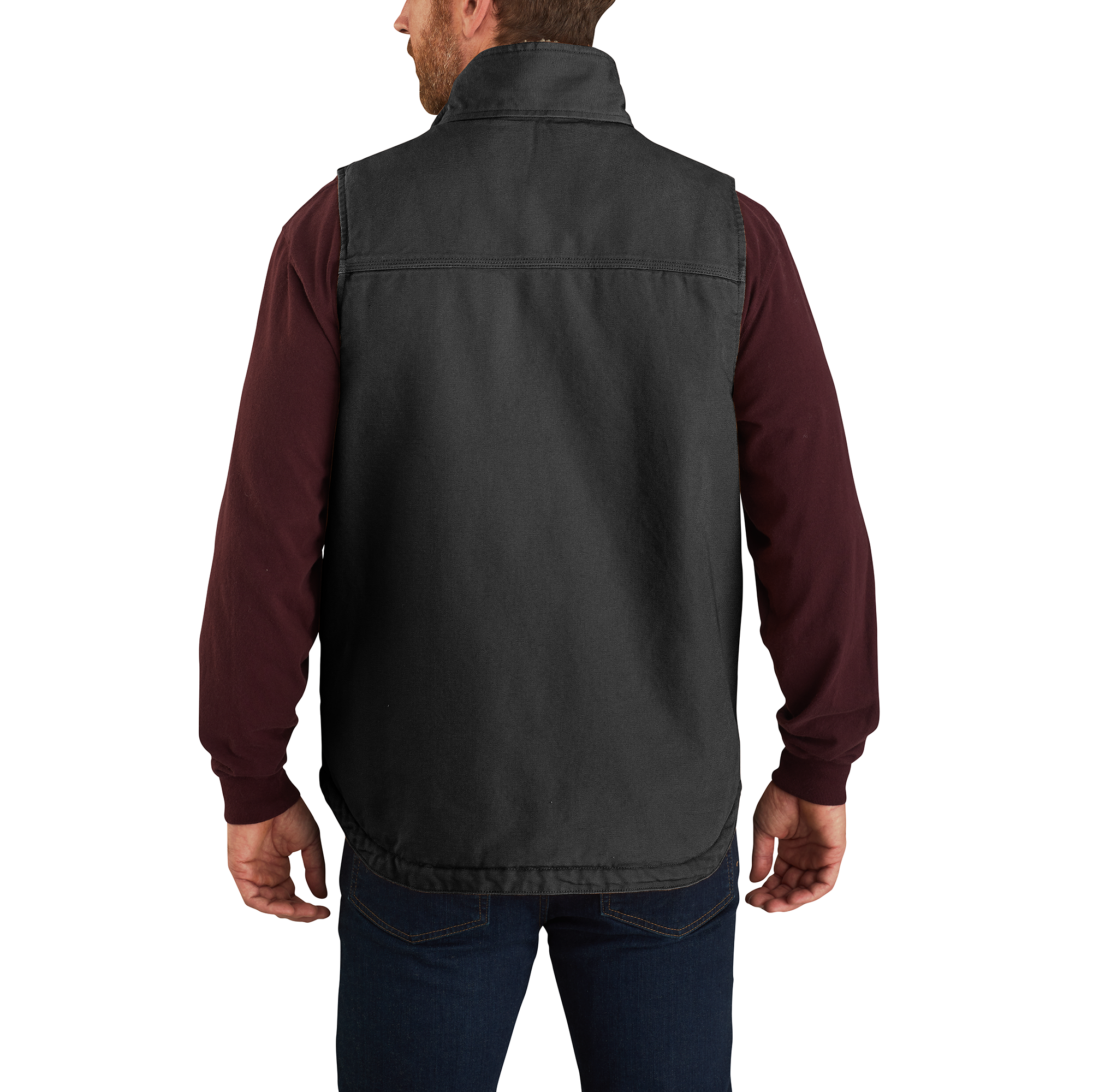 Picture of Carhartt 104277 Mens Loose Fit Washed Duck Sherpa-Lined Mock-Neck Vest