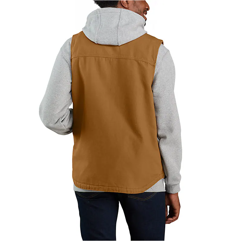 Picture of Carhartt 104277 Mens Loose Fit Washed Duck Sherpa-Lined Mock-Neck Vest