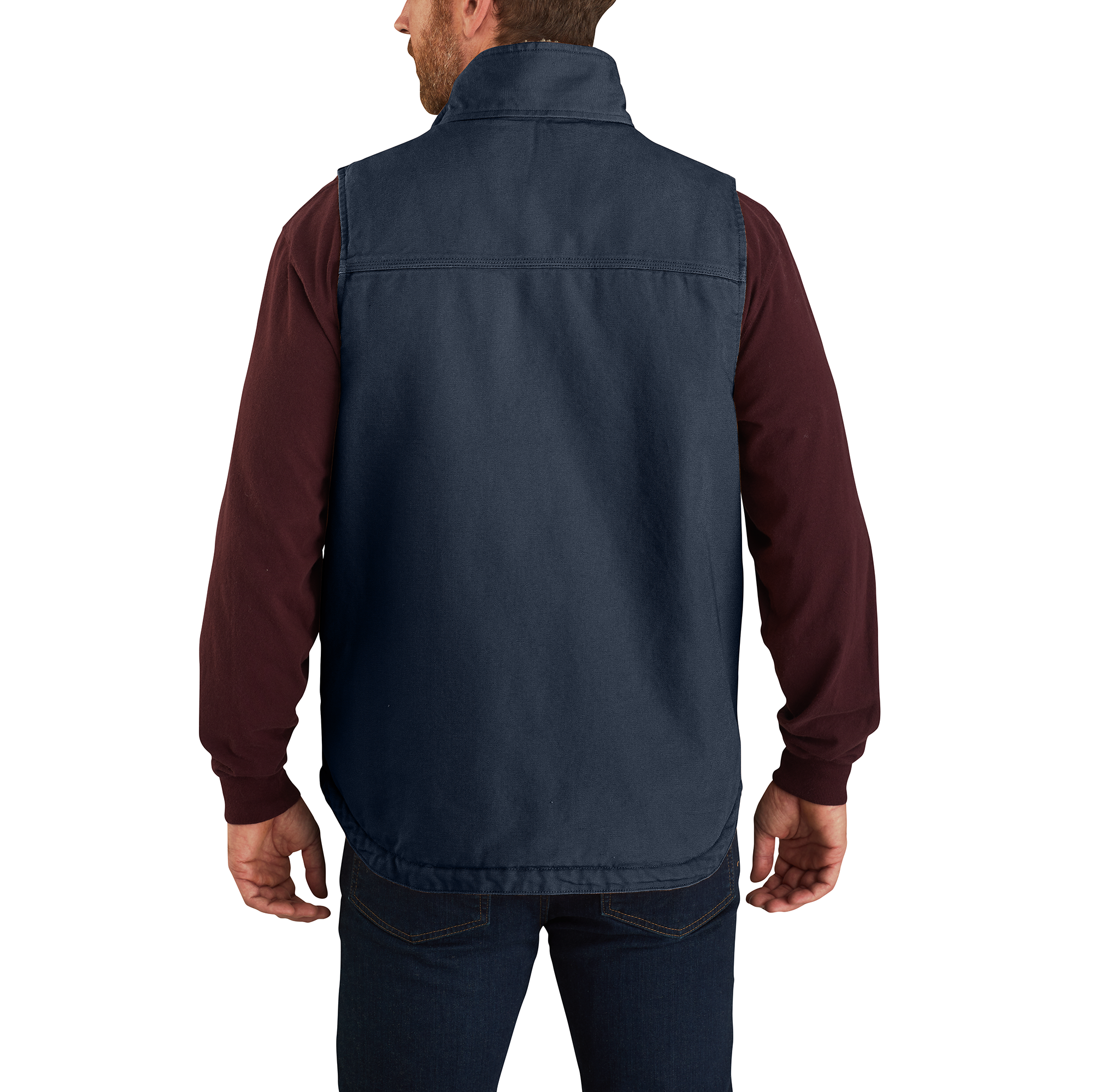 Picture of Carhartt 104277 Mens Loose Fit Washed Duck Sherpa-Lined Mock-Neck Vest