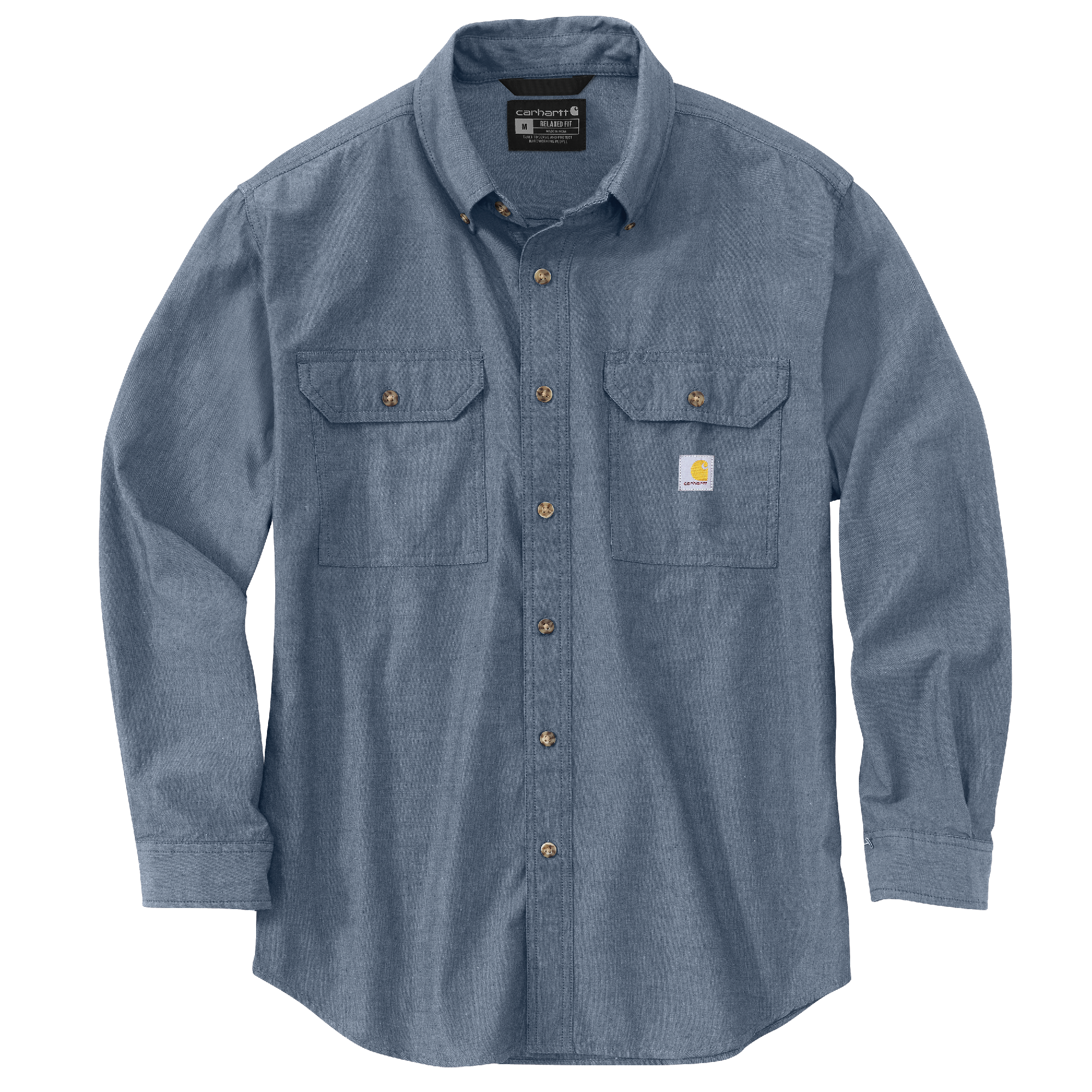 Picture of Carhartt 104368 Mens Loose Fit Midweight Chambray Long-Sleeve Shirt