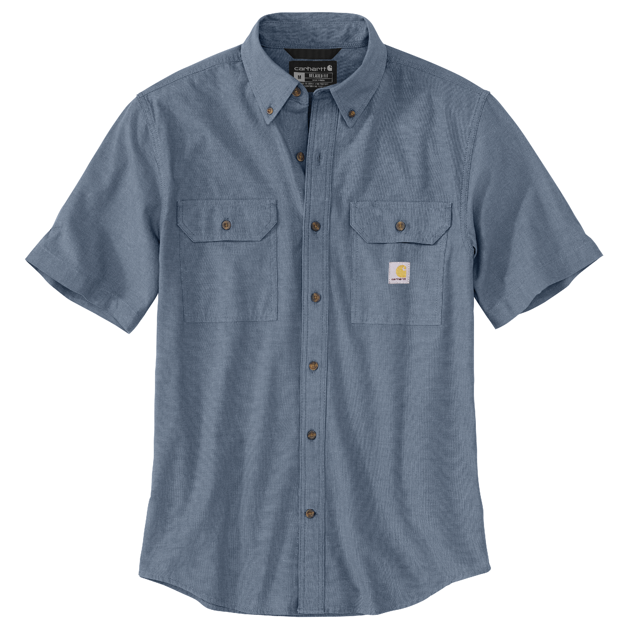 Picture of Carhartt 104369 Mens Loose Fit Midweight Chambray Short-Sleeve Shirt
