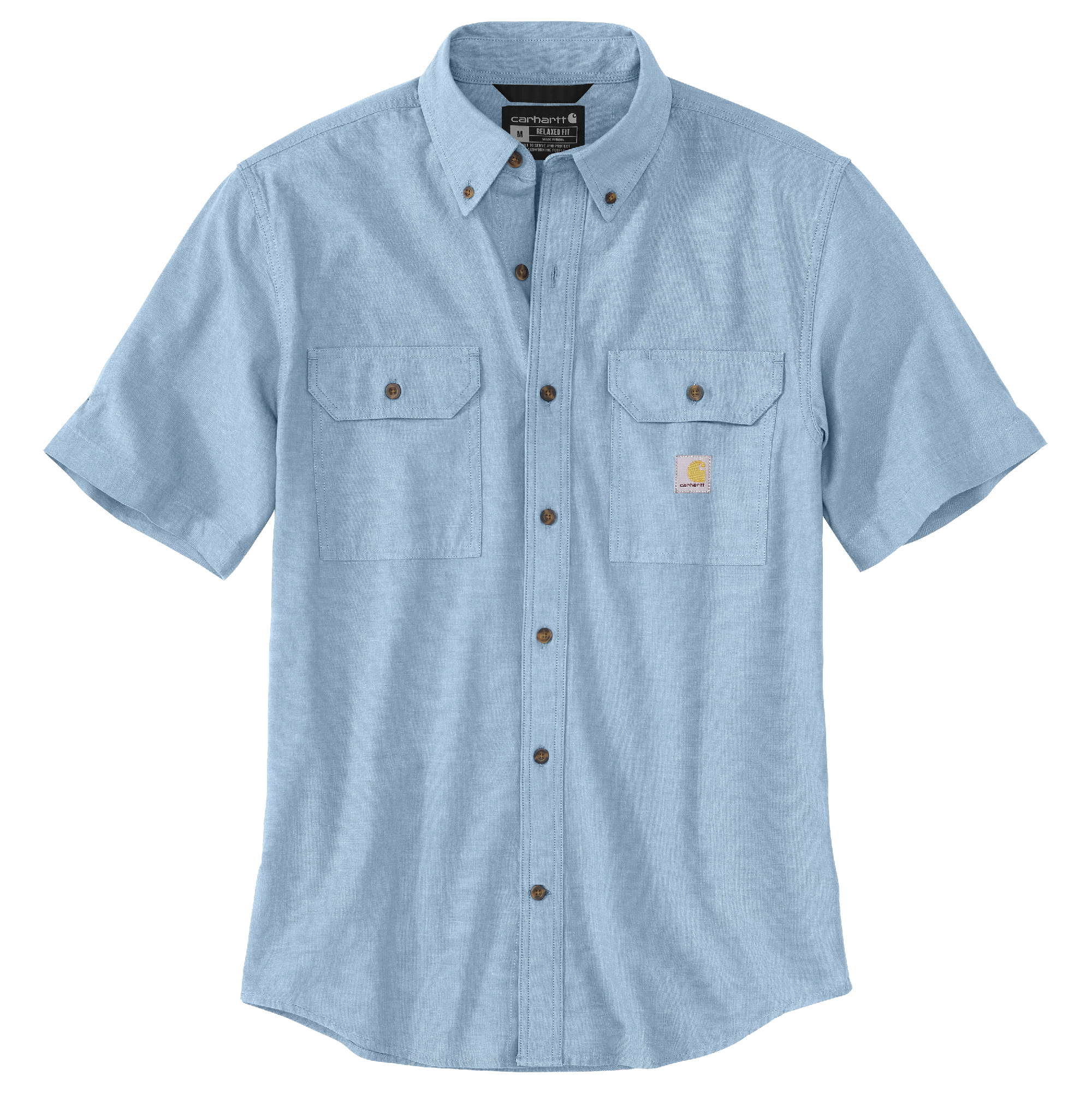 Picture of Carhartt 104369 Mens Loose Fit Midweight Chambray Short-Sleeve Shirt