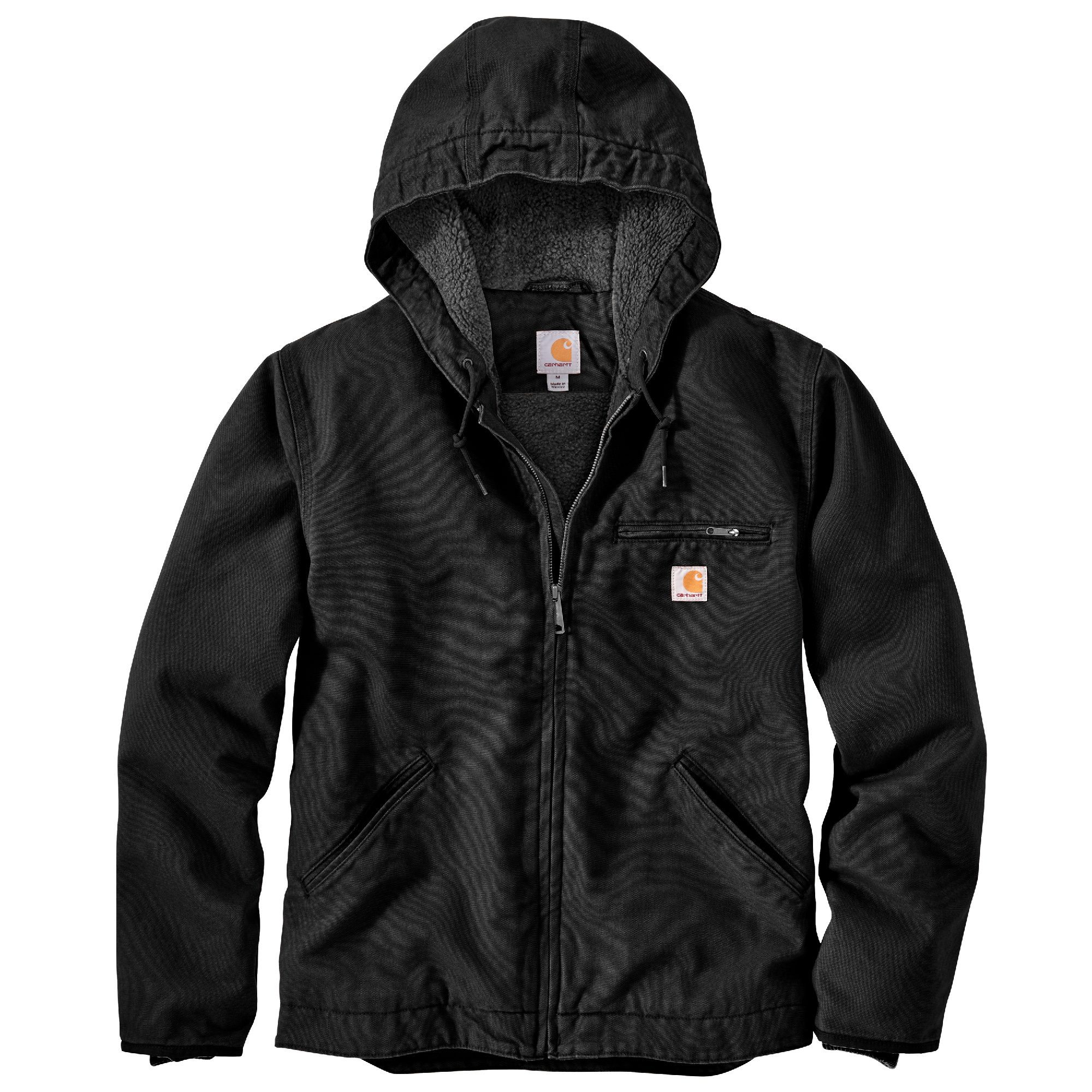 Picture of Carhartt 104392 Mens Relaxed Fit Washed Duck Sherpa-Lined Jacket