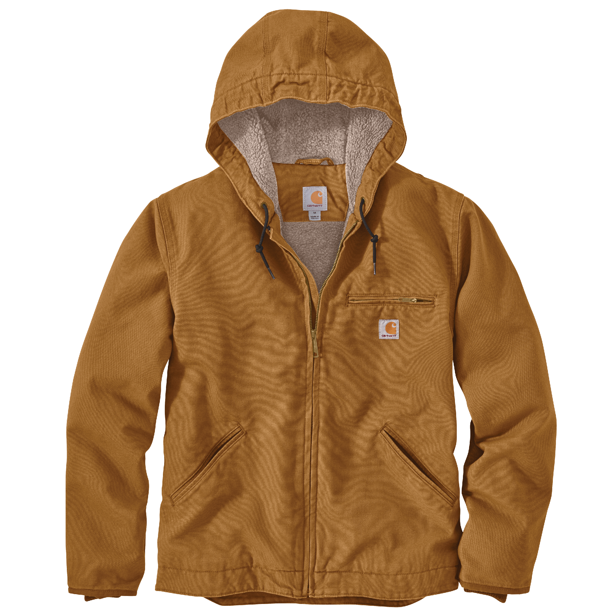 Picture of Carhartt 104392 Mens Relaxed Fit Washed Duck Sherpa-Lined Jacket