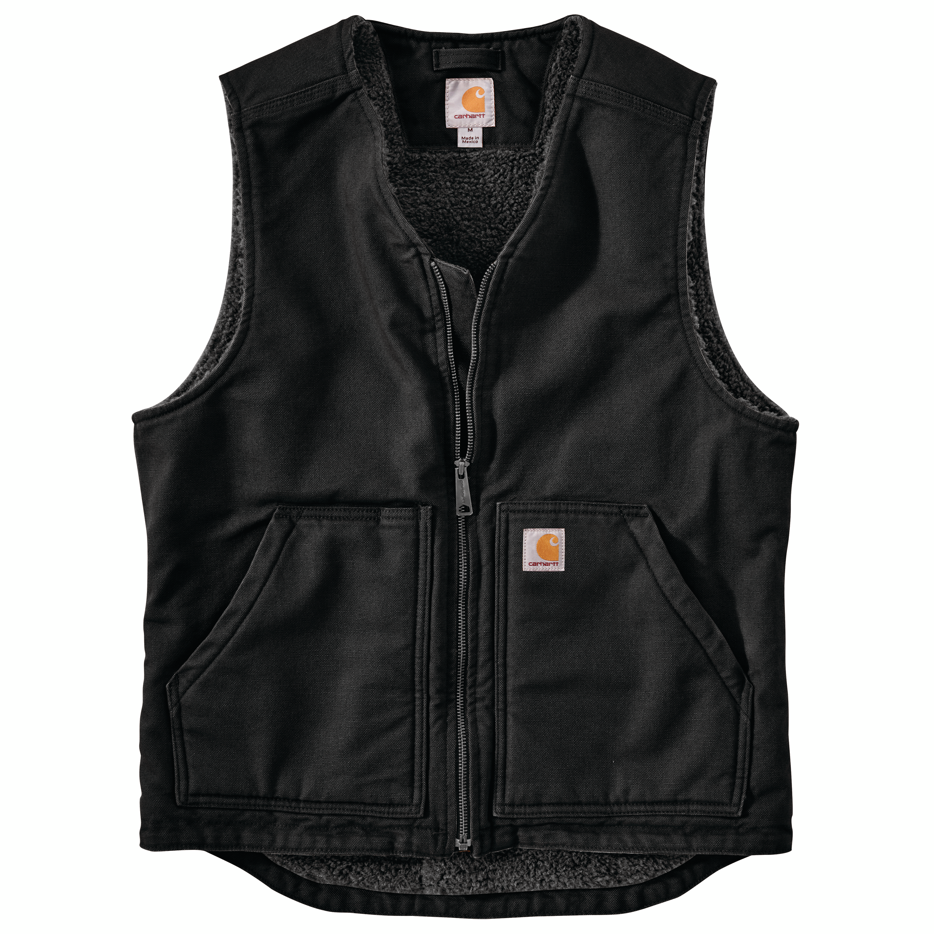 Picture of Carhartt 104394 Mens Relaxed Fit Washed Duck Sherpa-Lined Vest