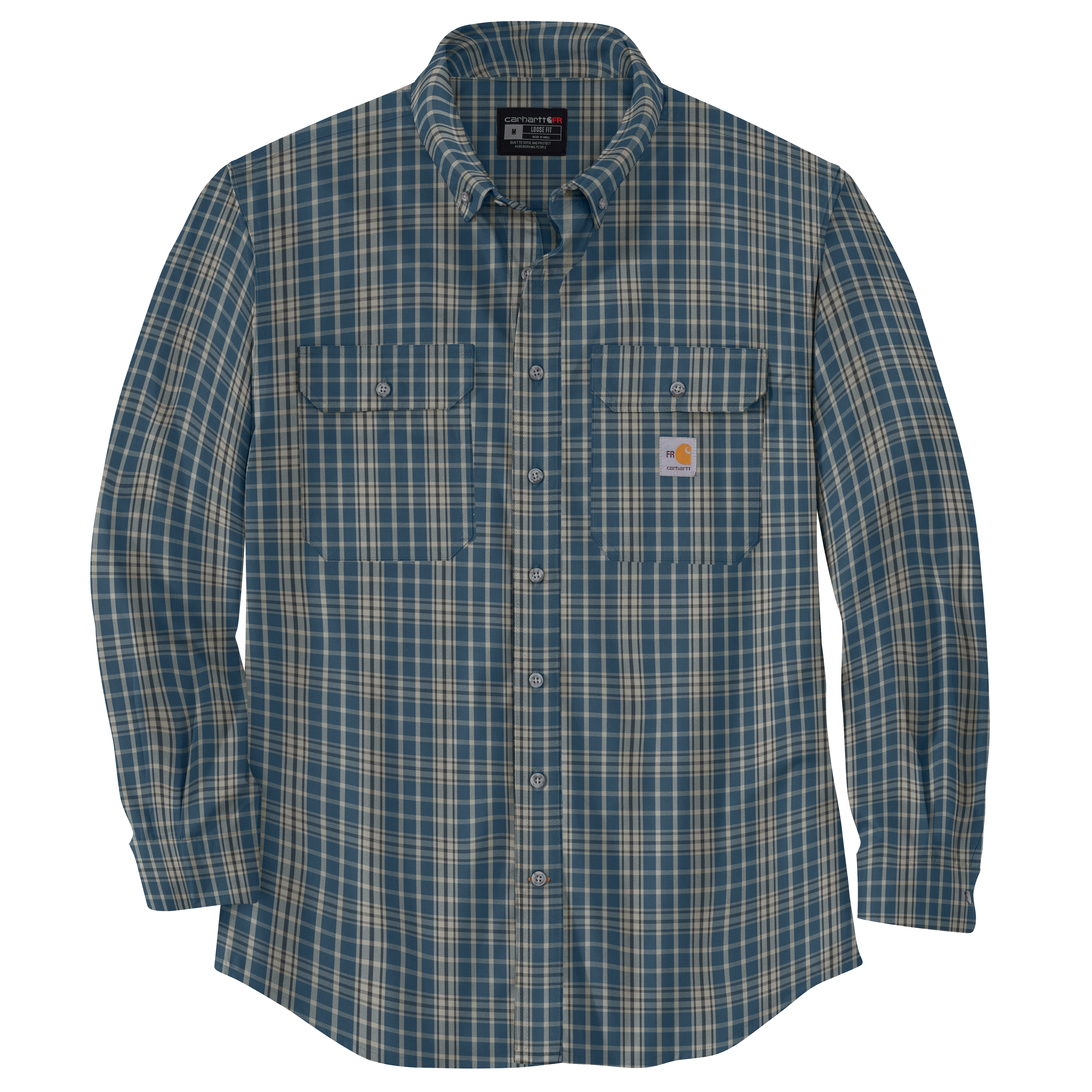 Picture of Carhartt 104507 Mens Flame Resistant Force Rugged Flex® Loose Fit Midweight Twill Plaid Shirt