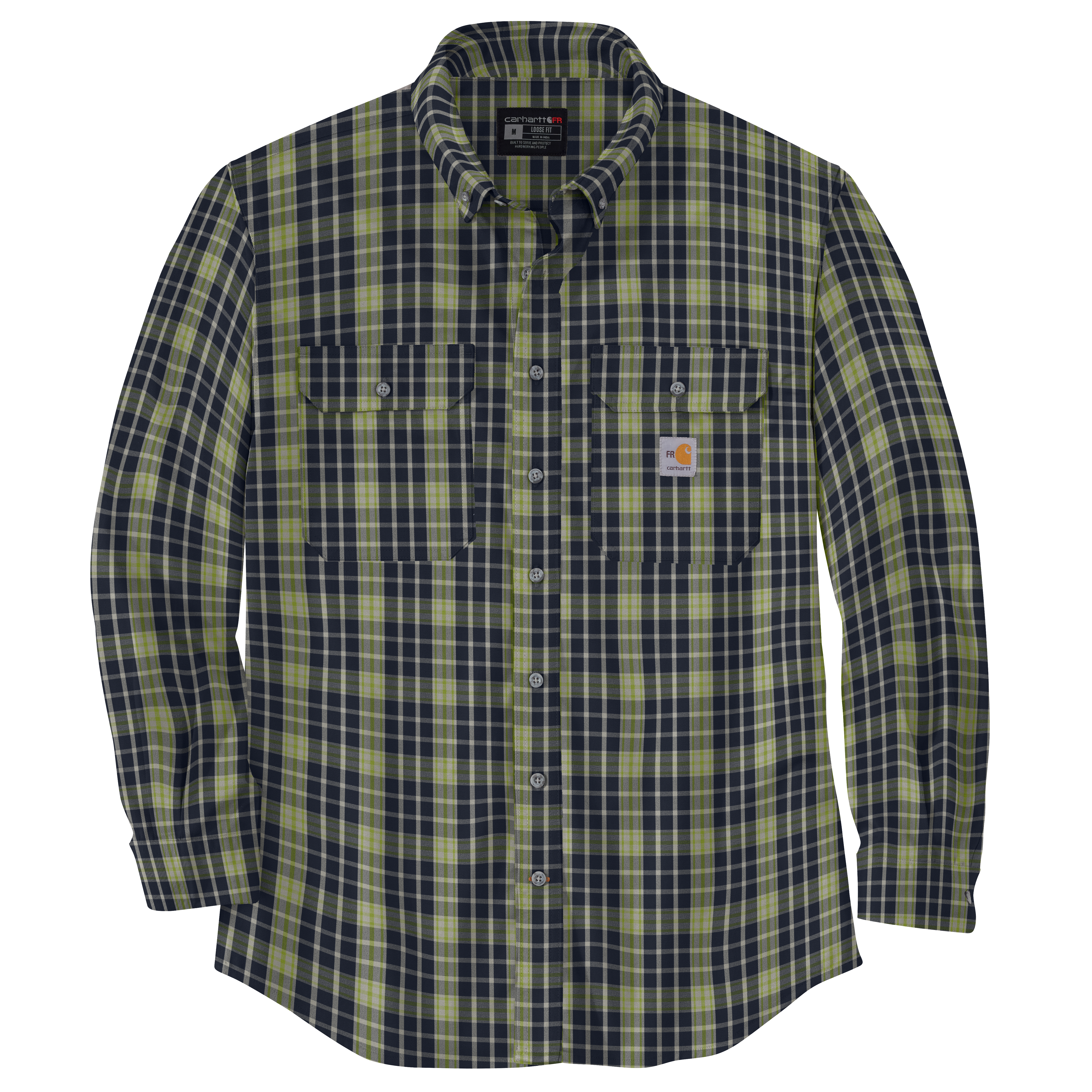 Picture of Carhartt 104507 Mens Flame Resistant Force Rugged Flex® Loose Fit Midweight Twill Plaid Shirt