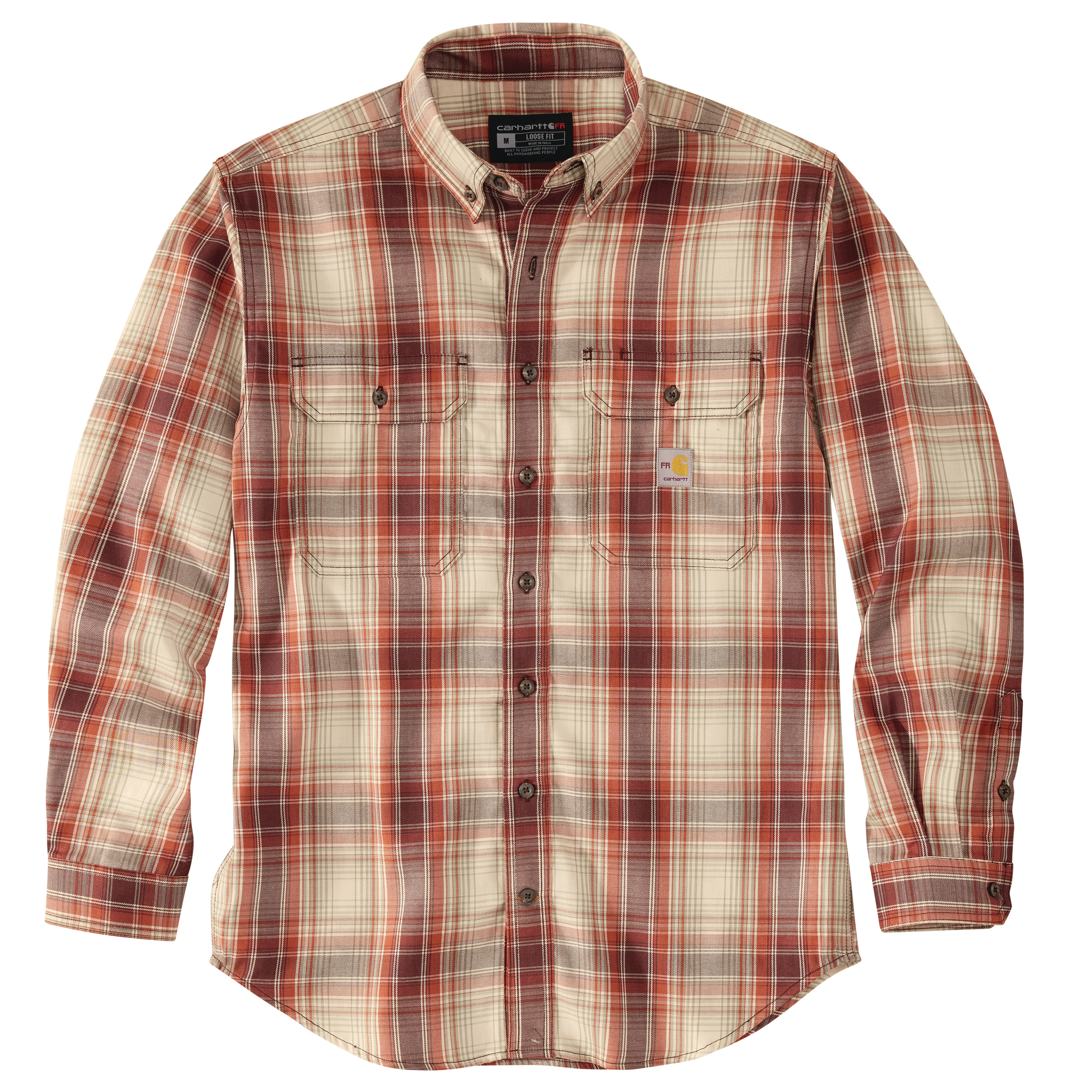 Picture of Carhartt 104507 Mens Flame Resistant Force Rugged Flex® Loose Fit Midweight Twill Plaid Shirt