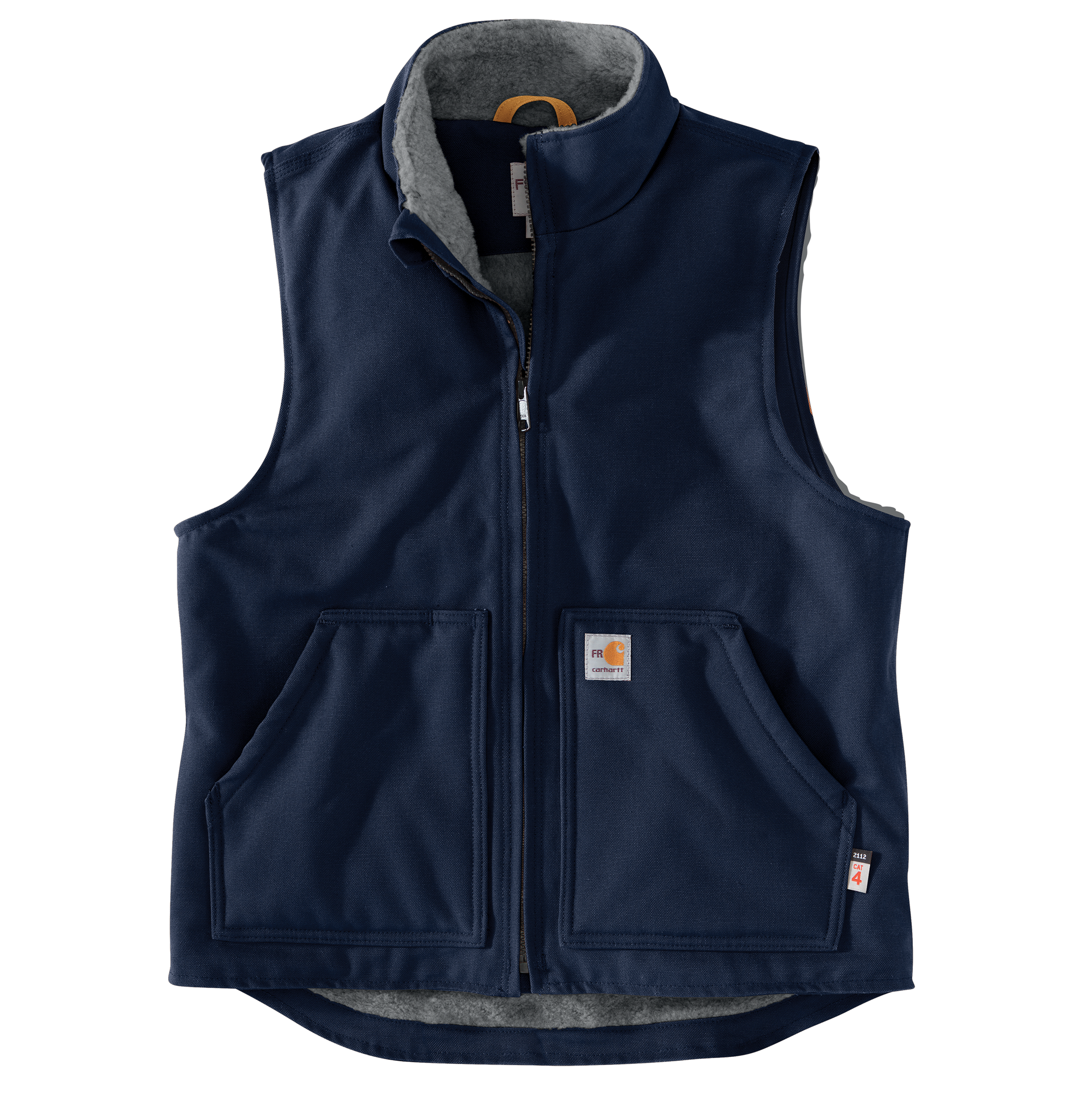 Picture of Carhartt 104981 Mens Flame Resistant Relaxed Fit Duck Sherpa-Lined Mock Neck Vest