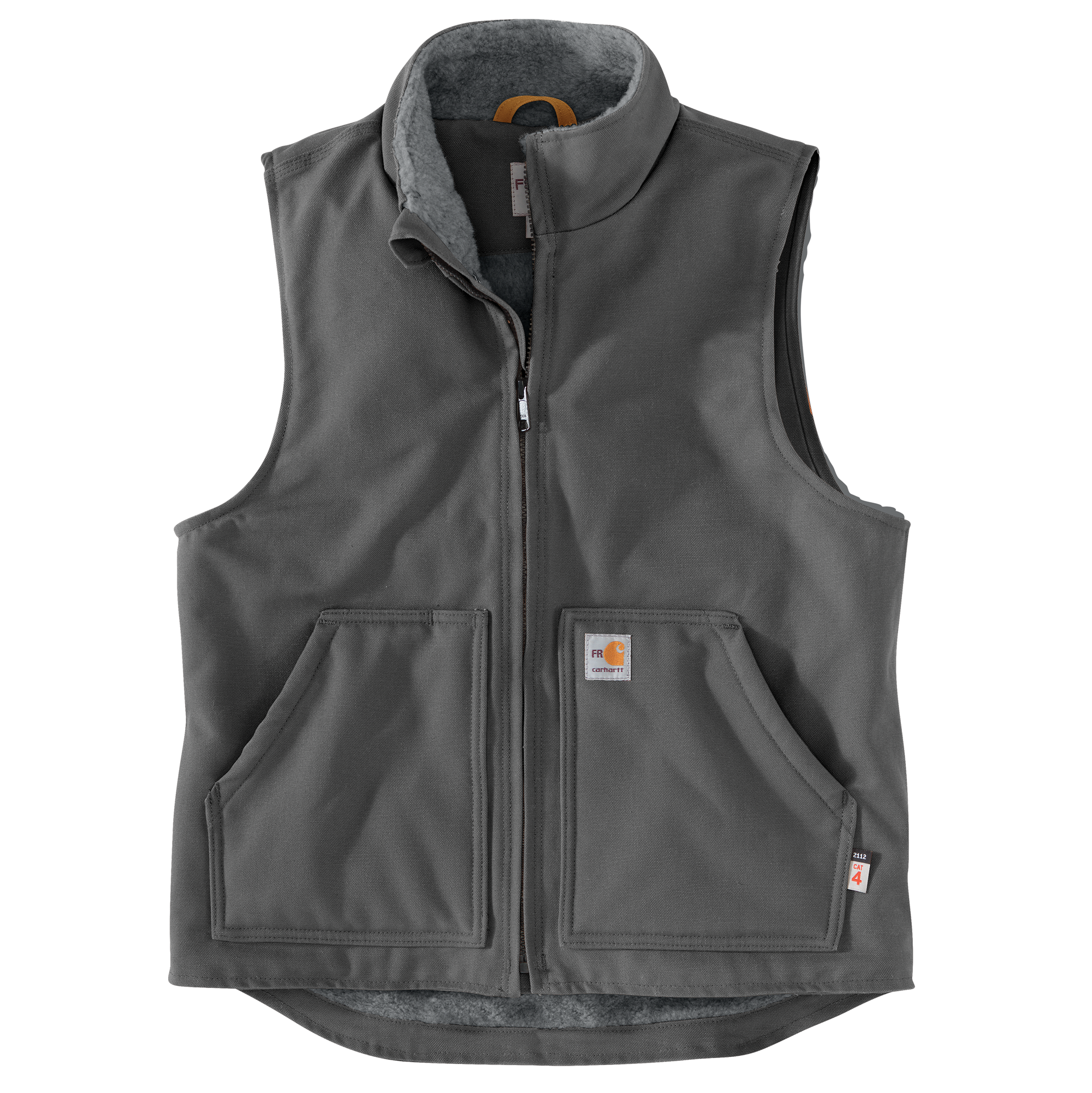 Picture of Carhartt 104981 Mens Flame Resistant Relaxed Fit Duck Sherpa-Lined Mock Neck Vest