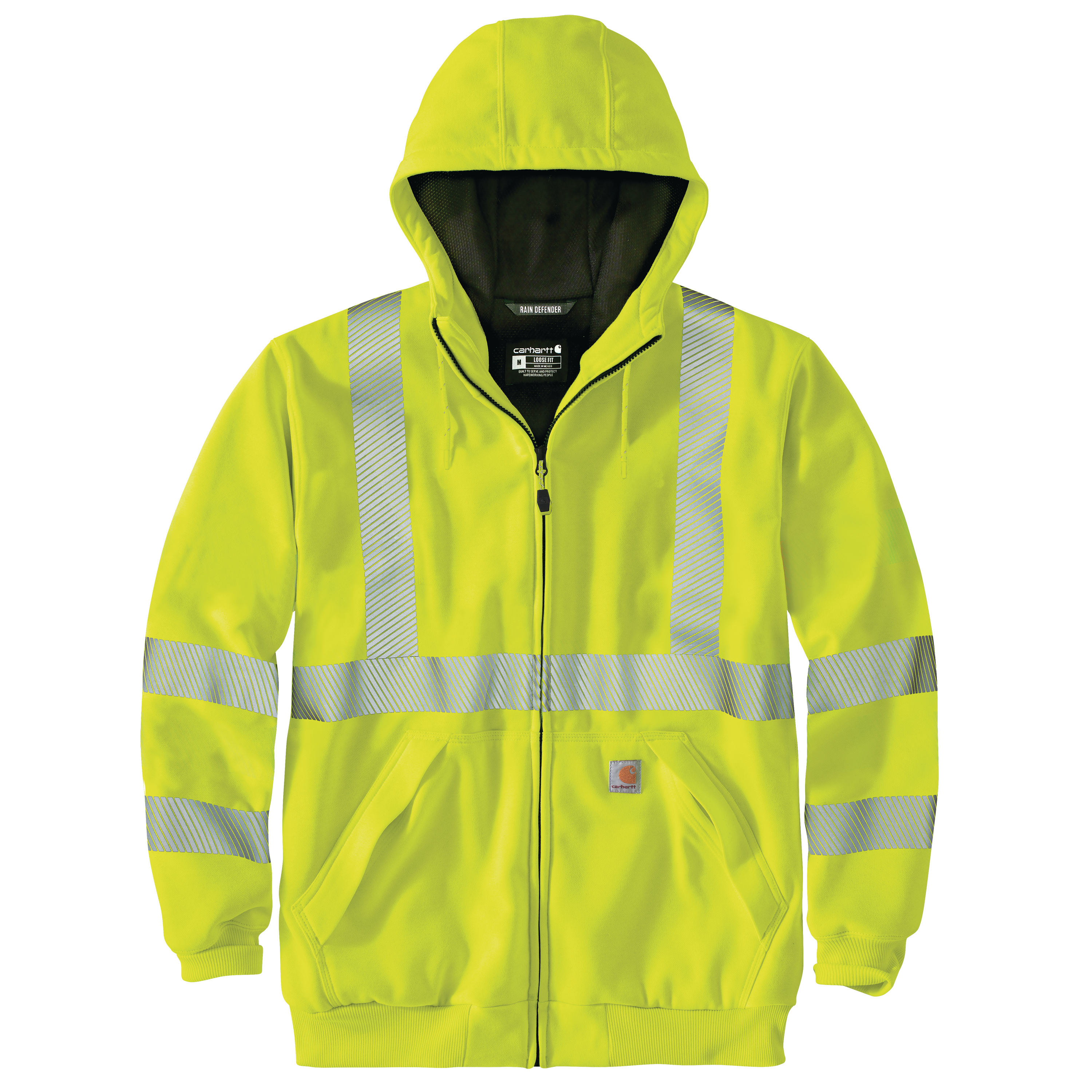 Picture of Carhartt 104988 Mens High-Visibility Rain Defender® Loose Fit Midweight Thermal-Lined Full-Zip Class 3 Sweatshirt