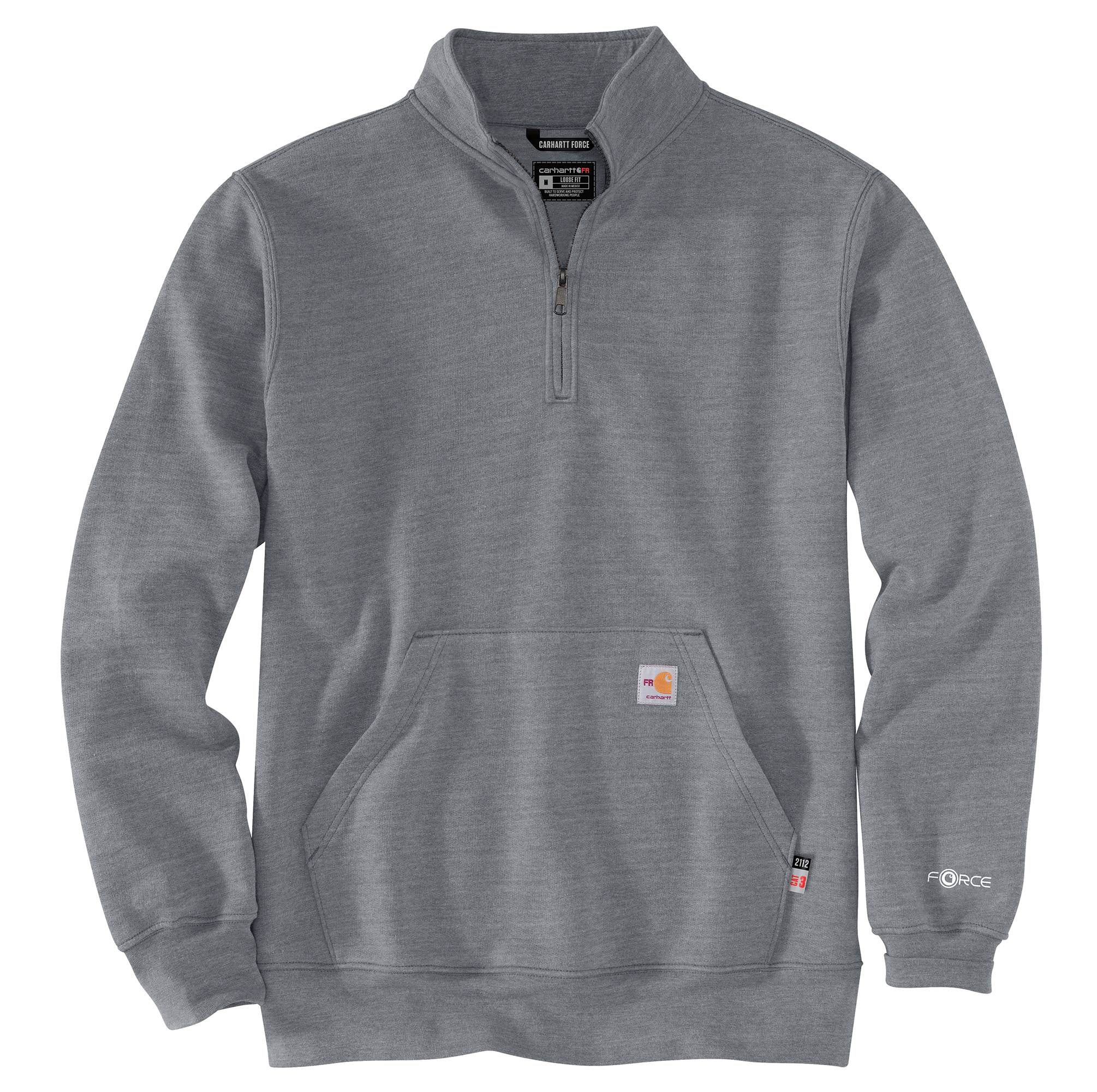 Picture of Carhartt 105028 Mens Flame Resistant Force Loose Fit Midweight Quarter-Zip Sweatshirt
