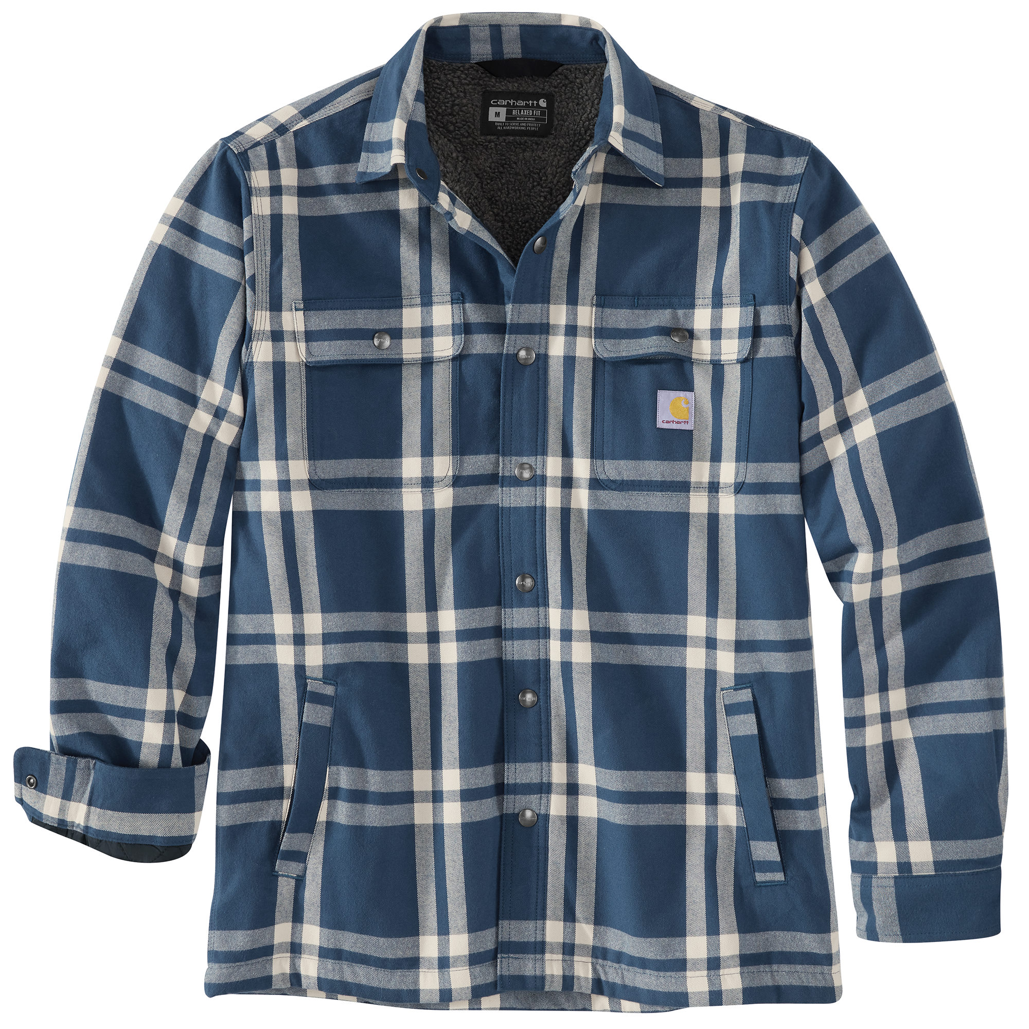 Picture of Carhartt 106354 Mens Relaxed Fit Flannel Sherpa-Lined Shirt Jac