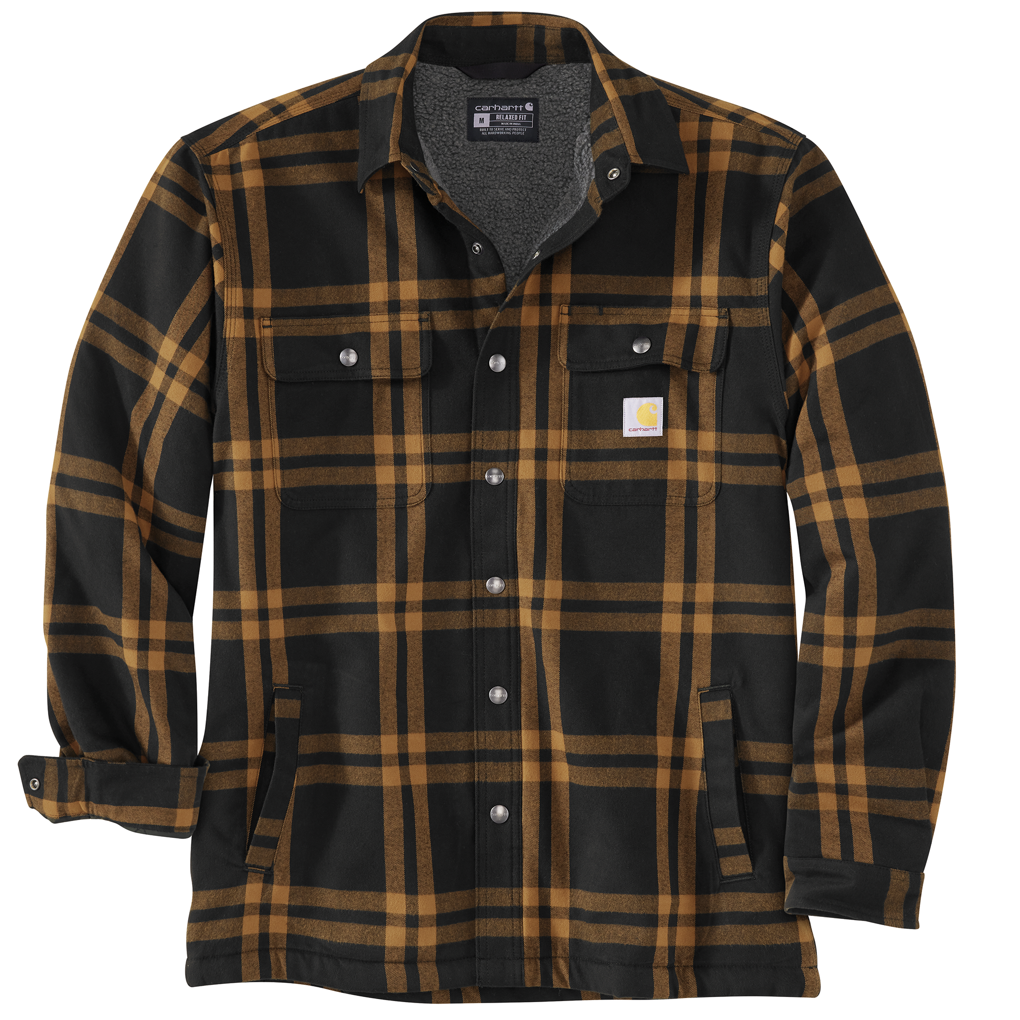 Picture of Carhartt 106354 Mens Relaxed Fit Flannel Sherpa-Lined Shirt Jac