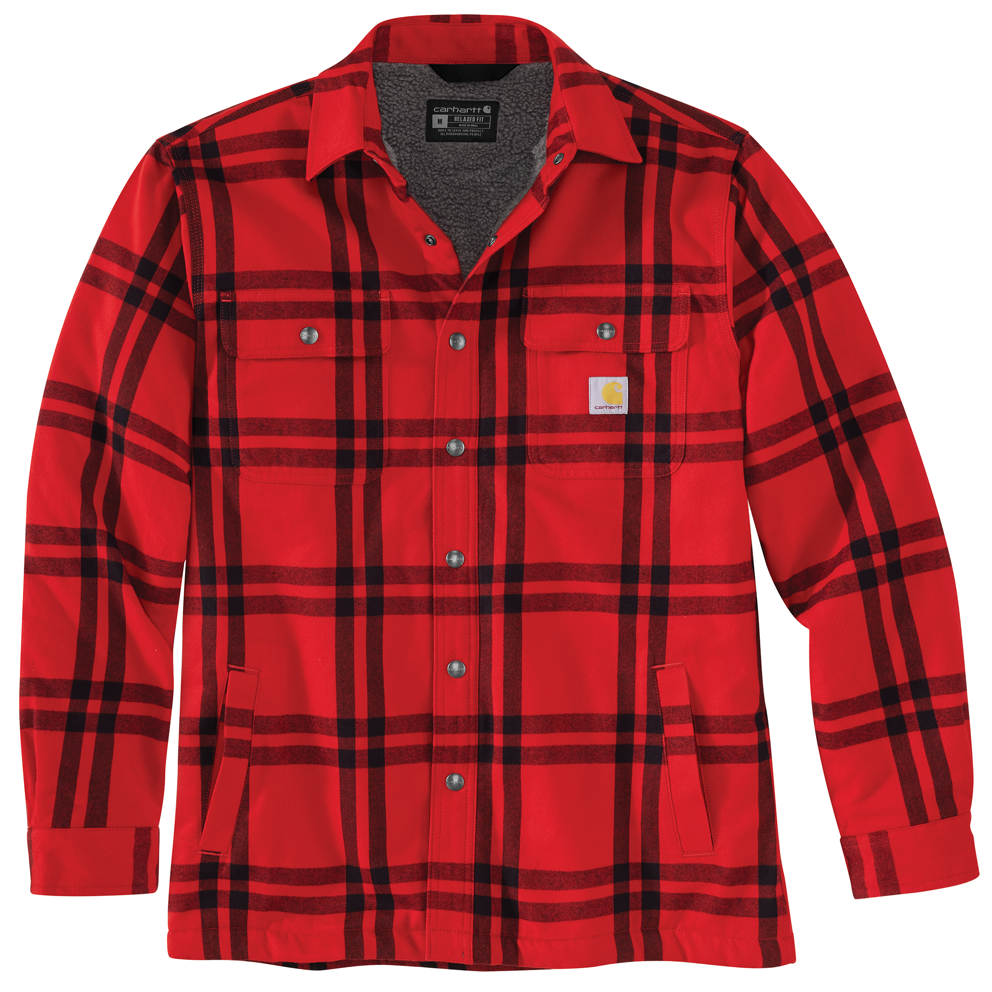 Picture of Carhartt 106354 Mens Relaxed Fit Flannel Sherpa-Lined Shirt Jac