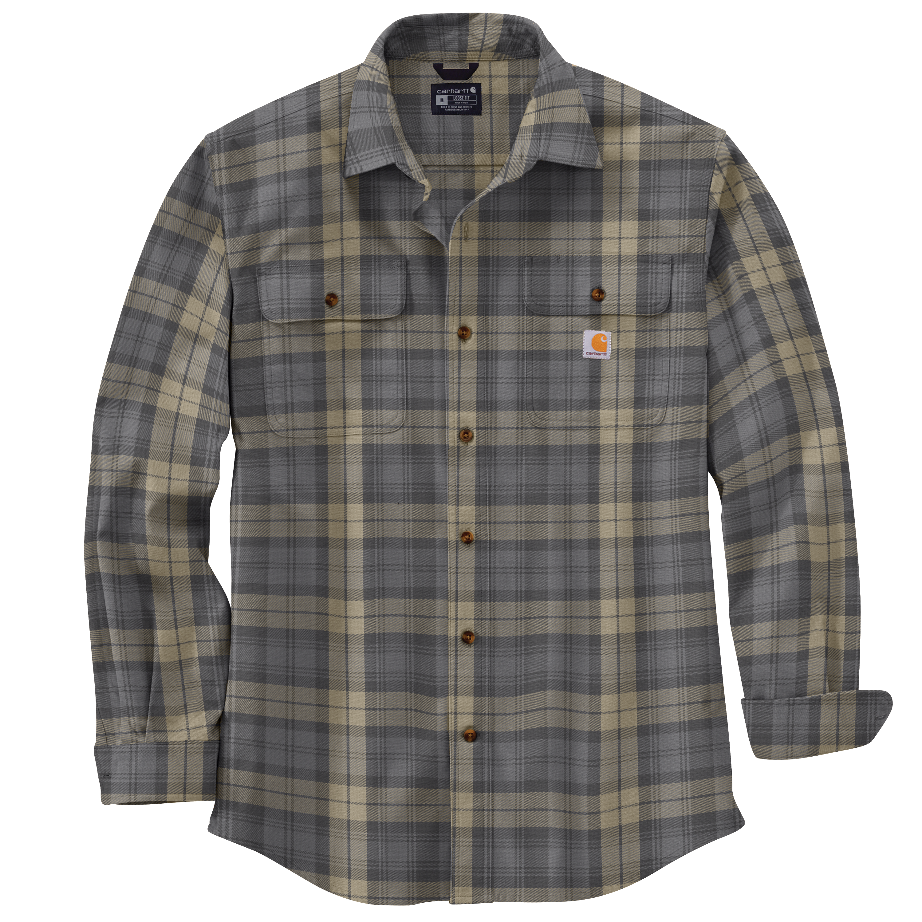 Picture of Carhartt 106356 Mens Loose Fit Heavyweight Flannel Long-Sleeve Plaid Shirt