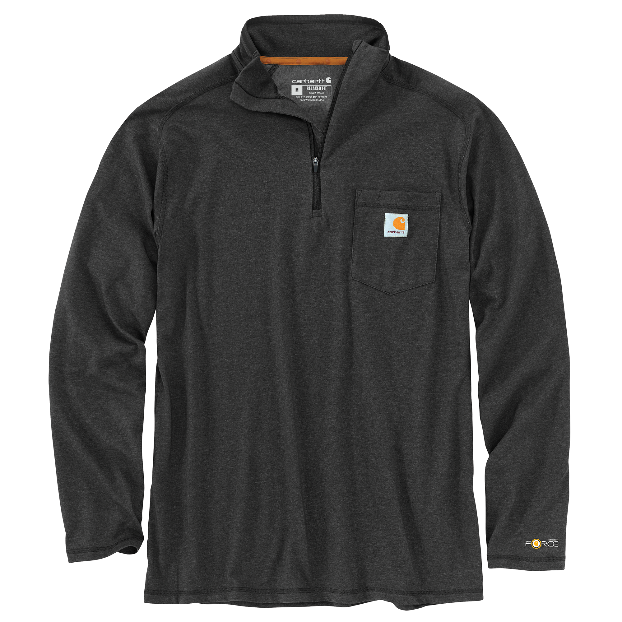Picture of Carhartt 106660 Mens Force Relaxed Fit Midweight Long-Sleeve Quarter-Zip Mock-Neck T-Shirt