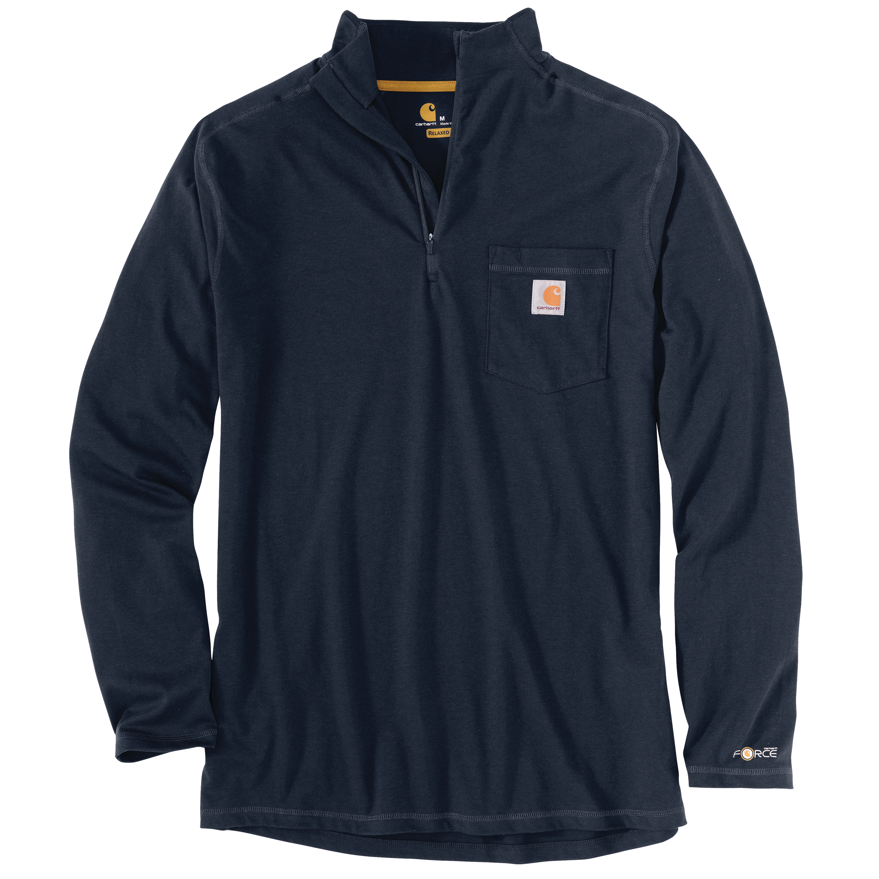 Picture of Carhartt 106660 Mens Force Relaxed Fit Midweight Long-Sleeve Quarter-Zip Mock-Neck T-Shirt