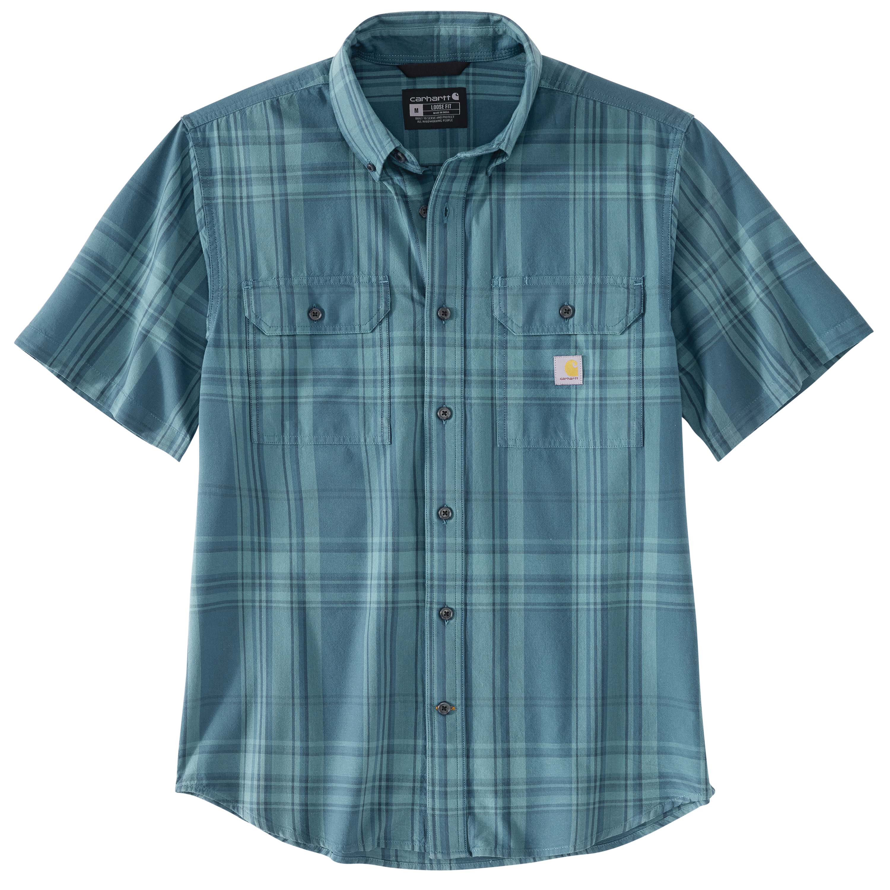 Picture of Carhartt 106746 Mens Loose Fit Midweight Short-Sleeve Plaid Shirt