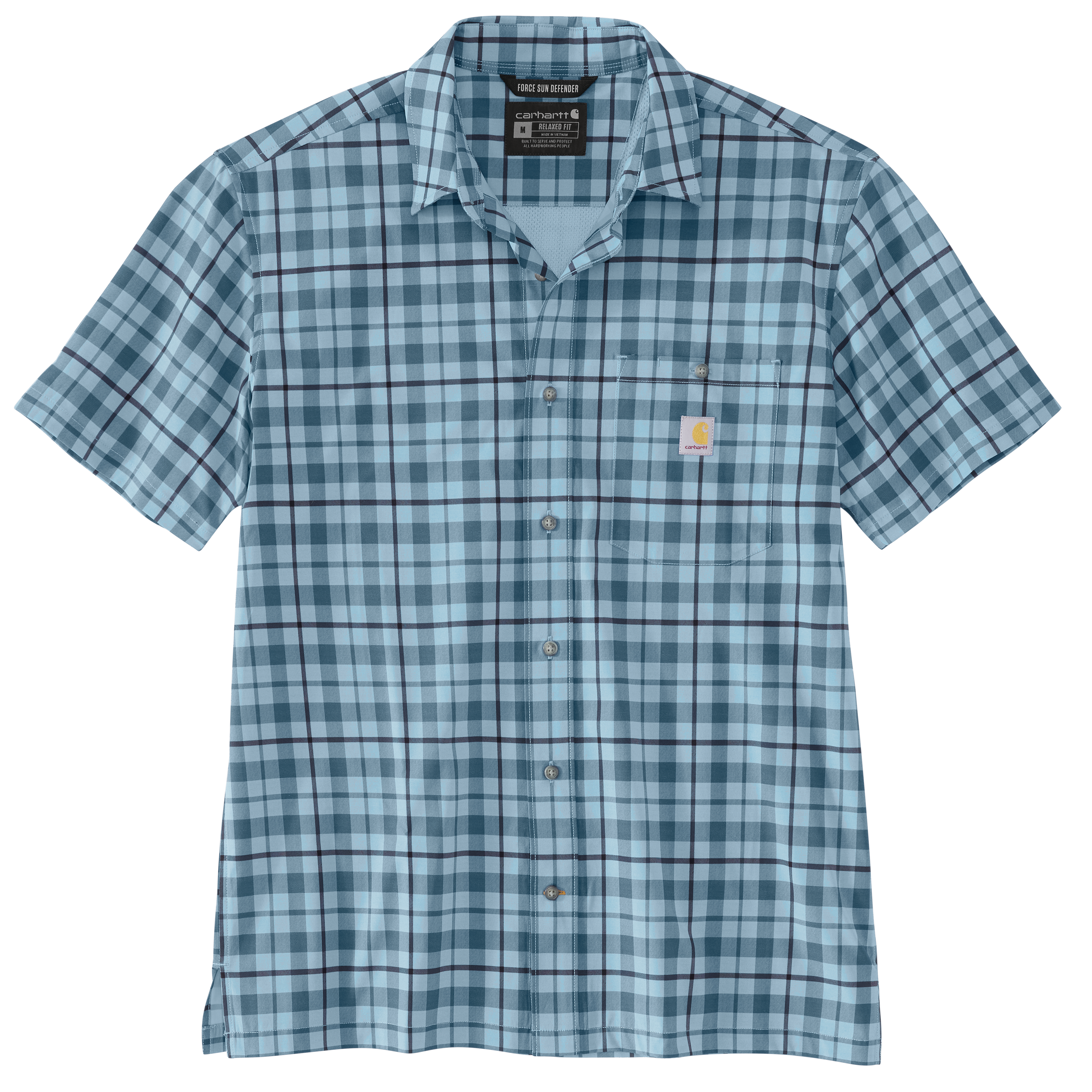 Picture of Carhartt 106747 Mens Force Sun Defender™ Relaxed Fit Lightweight Short-Sleeve Plaid Shirt