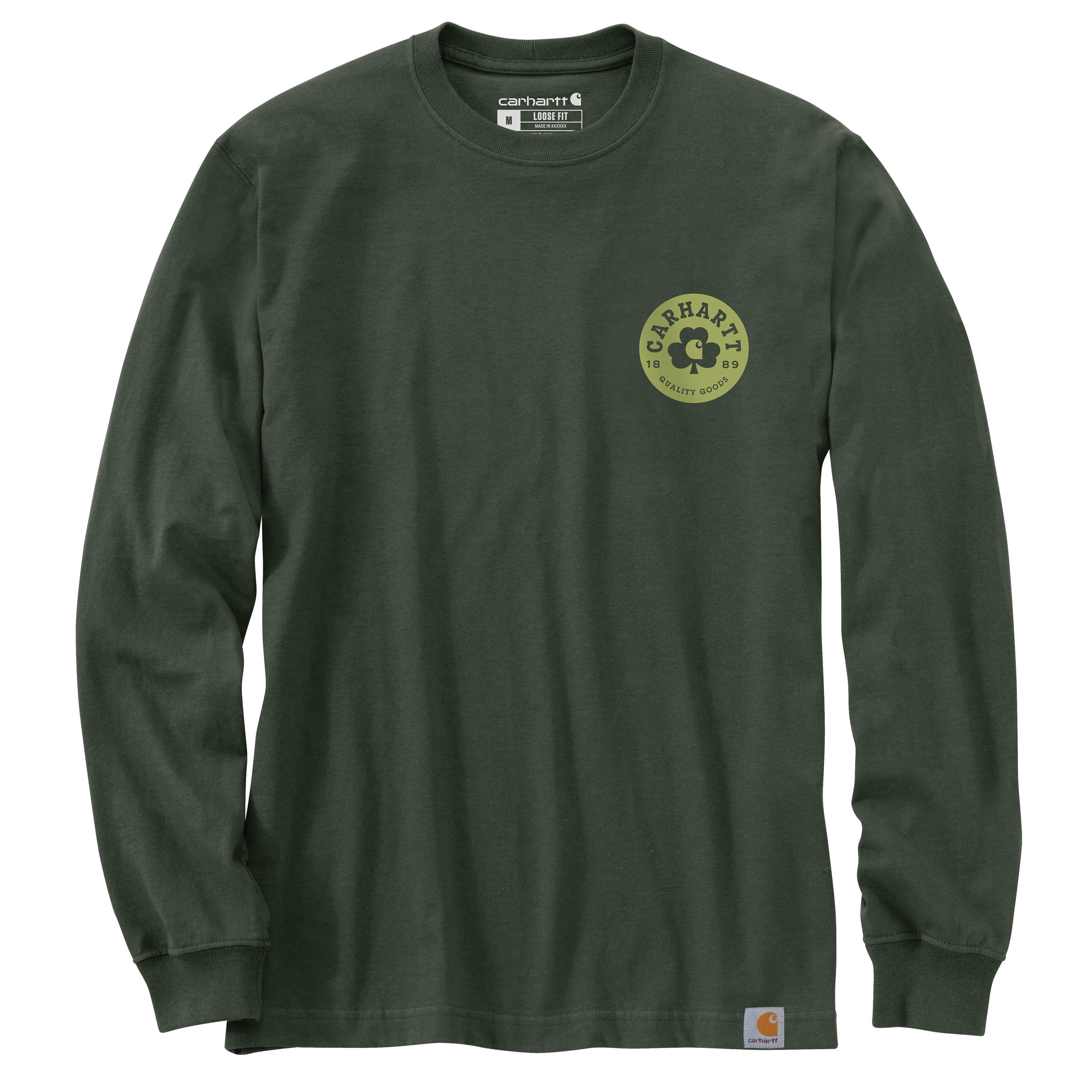 Picture of Carhartt 106749 Mens Loose Fit Heavyweight Long-Sleeve Shamrock Graphic T-Shirt